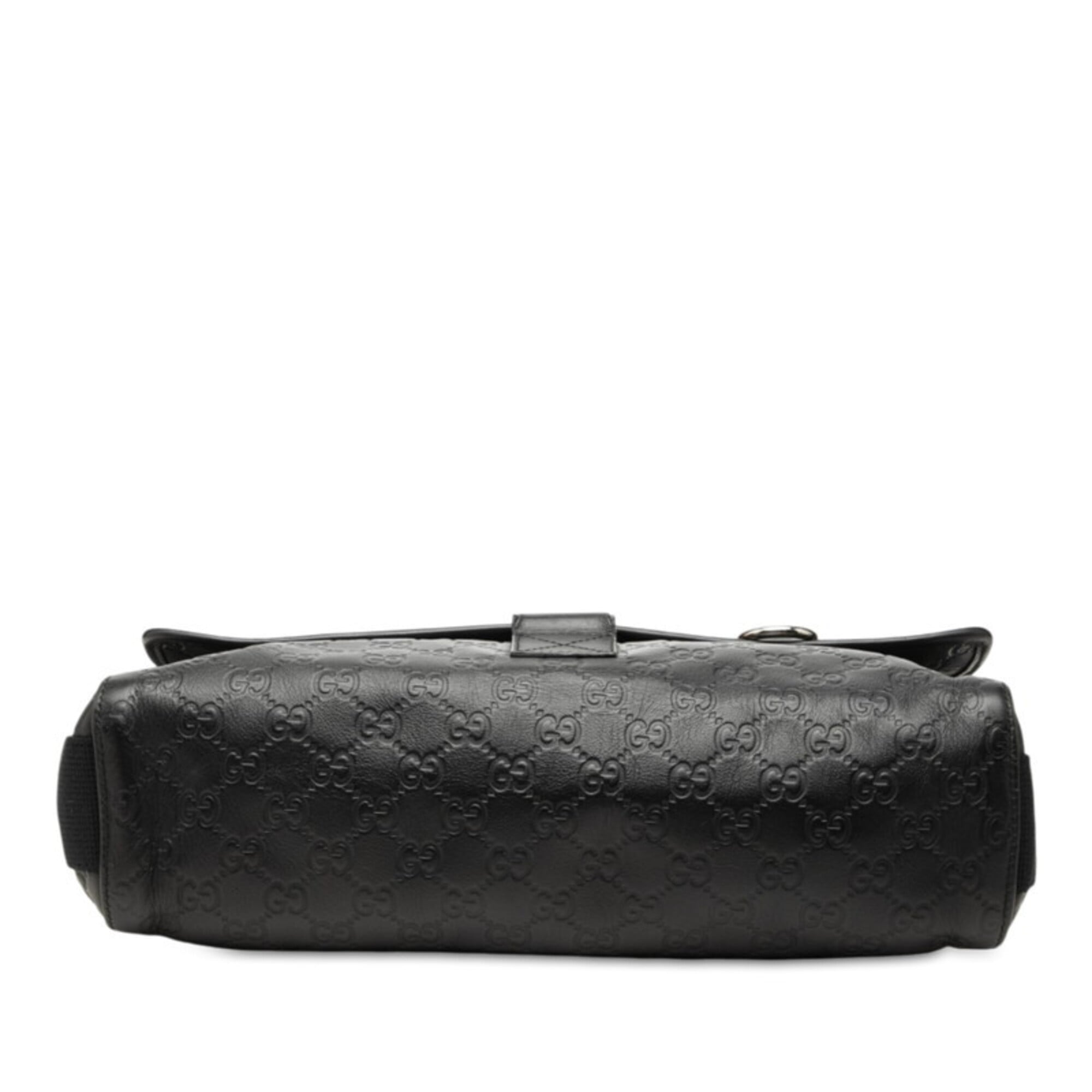 Gucci Black Leather Messenger Bag Shoulder Bag (Pre-Owned)