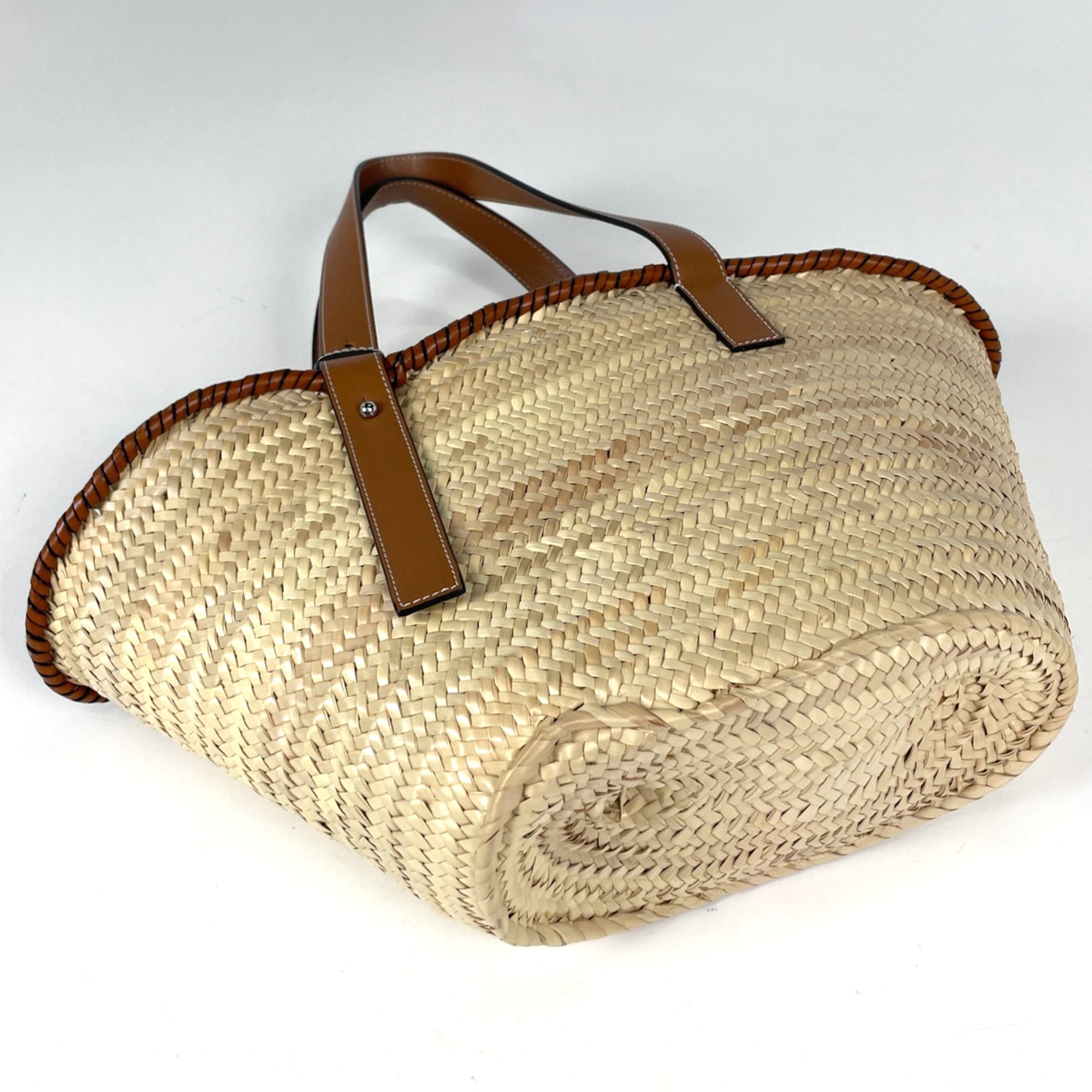 Loewe Brown Raffia Leather Basket Tote Bag (Pre-Owned)
