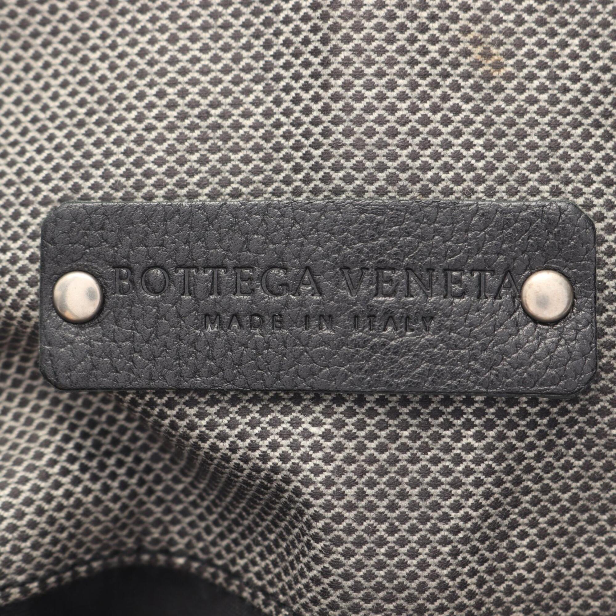 Bottega Veneta Black Gray Canvas Leather Handbag (Pre-Owned)