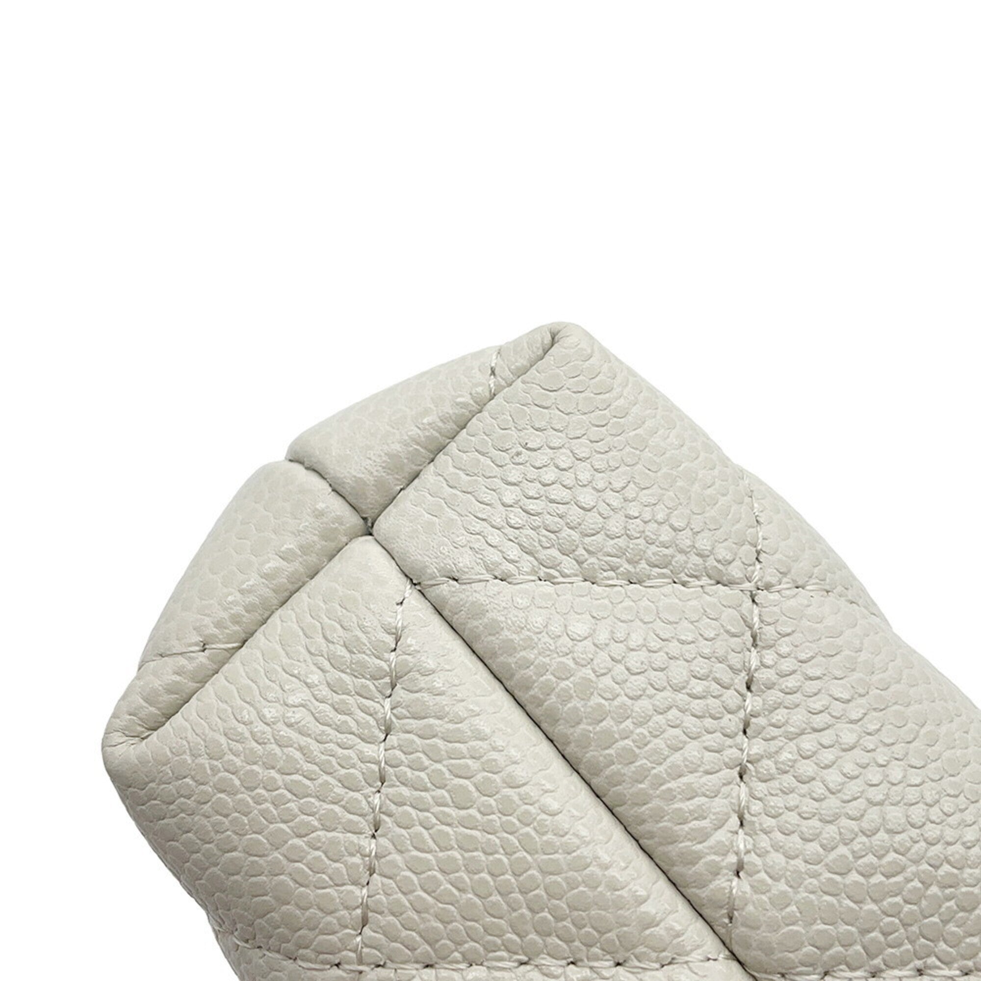 Chanel Matelasse Light Gray Grained Calfskin Handbag Shoulder Bag (Pre-Owned)