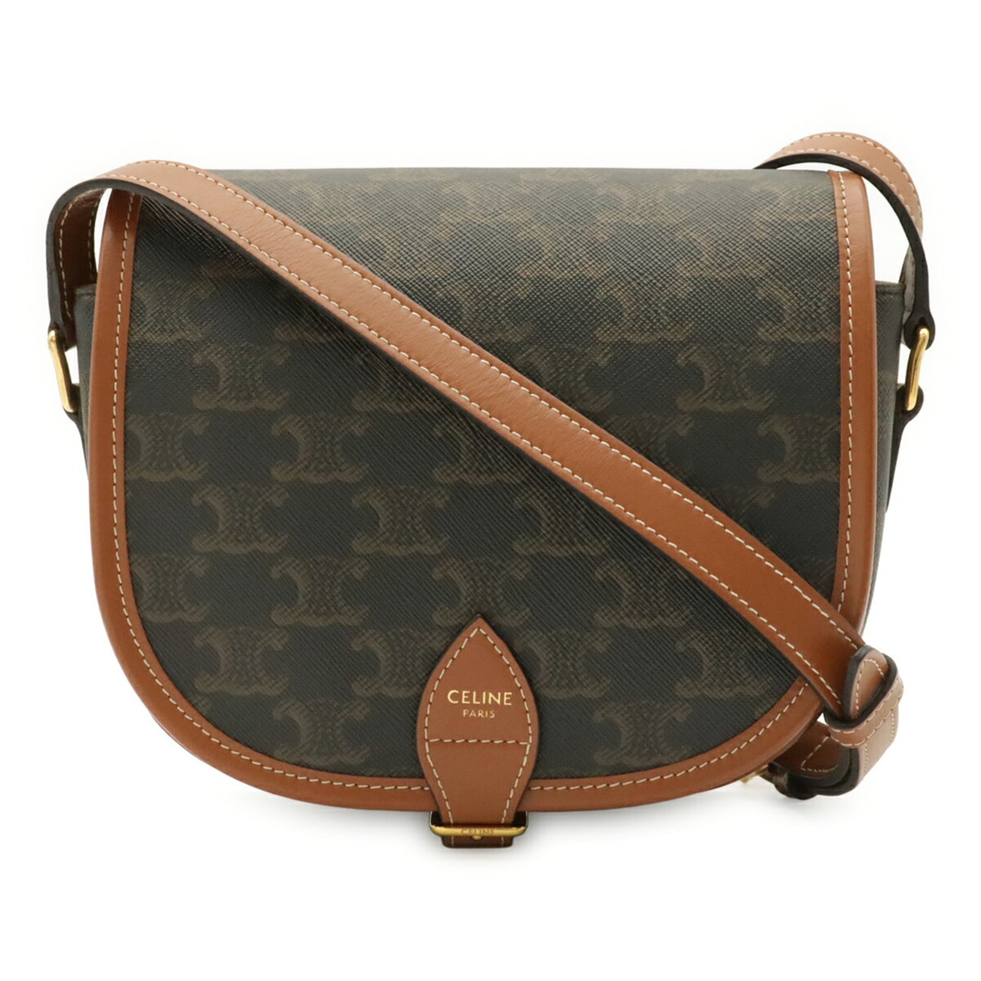 Celine Dark Brown Canvas Pochette Shoulder Bag (Pre-Owned)