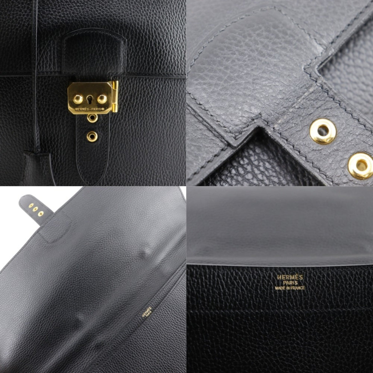 Hermes Sac A Depeche Black Fjord Leather Briefcase (Pre-Owned)
