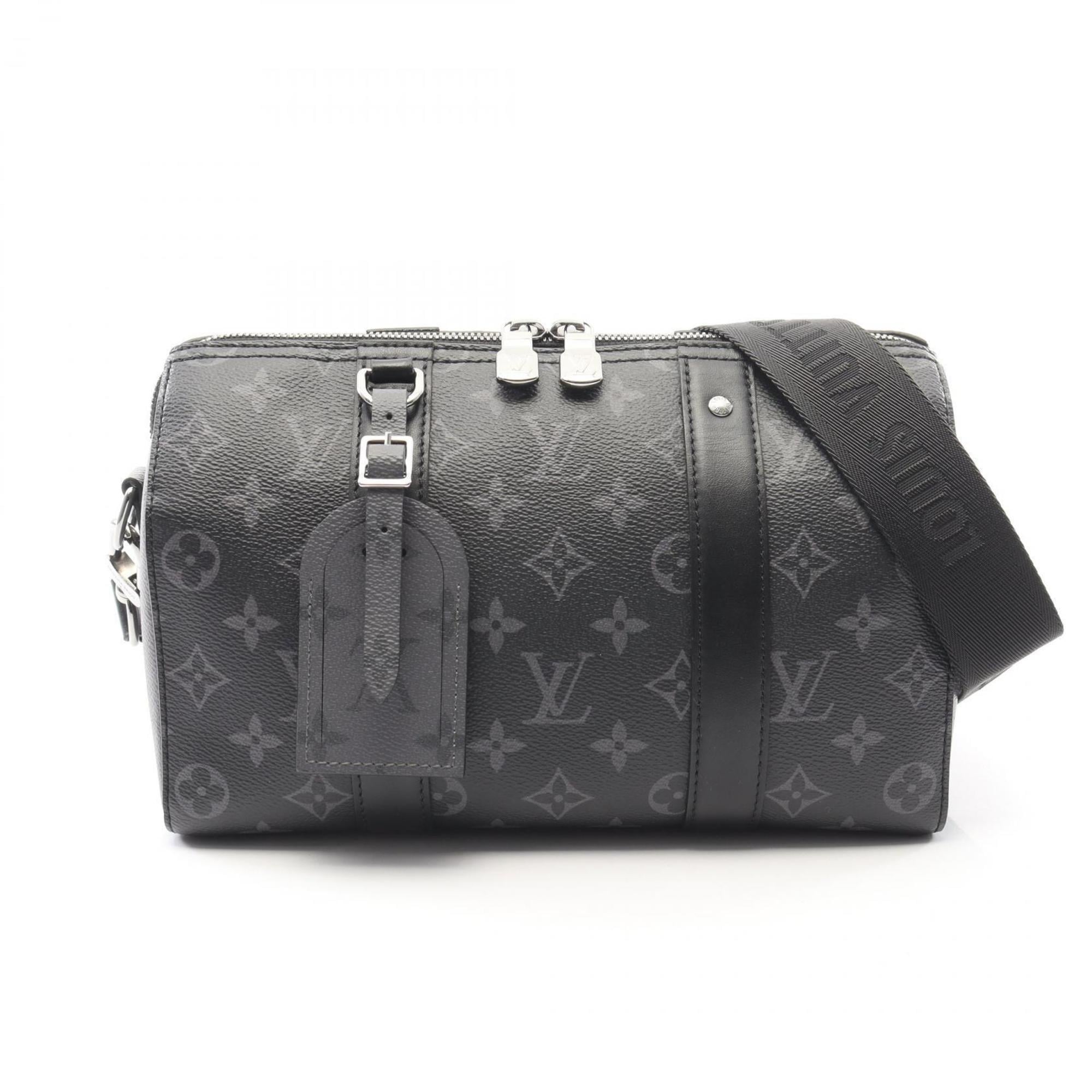 Louis Vuitton Black Gray Coated Canvas Leather Handbag Shoulder Bag (Pre-Owned)