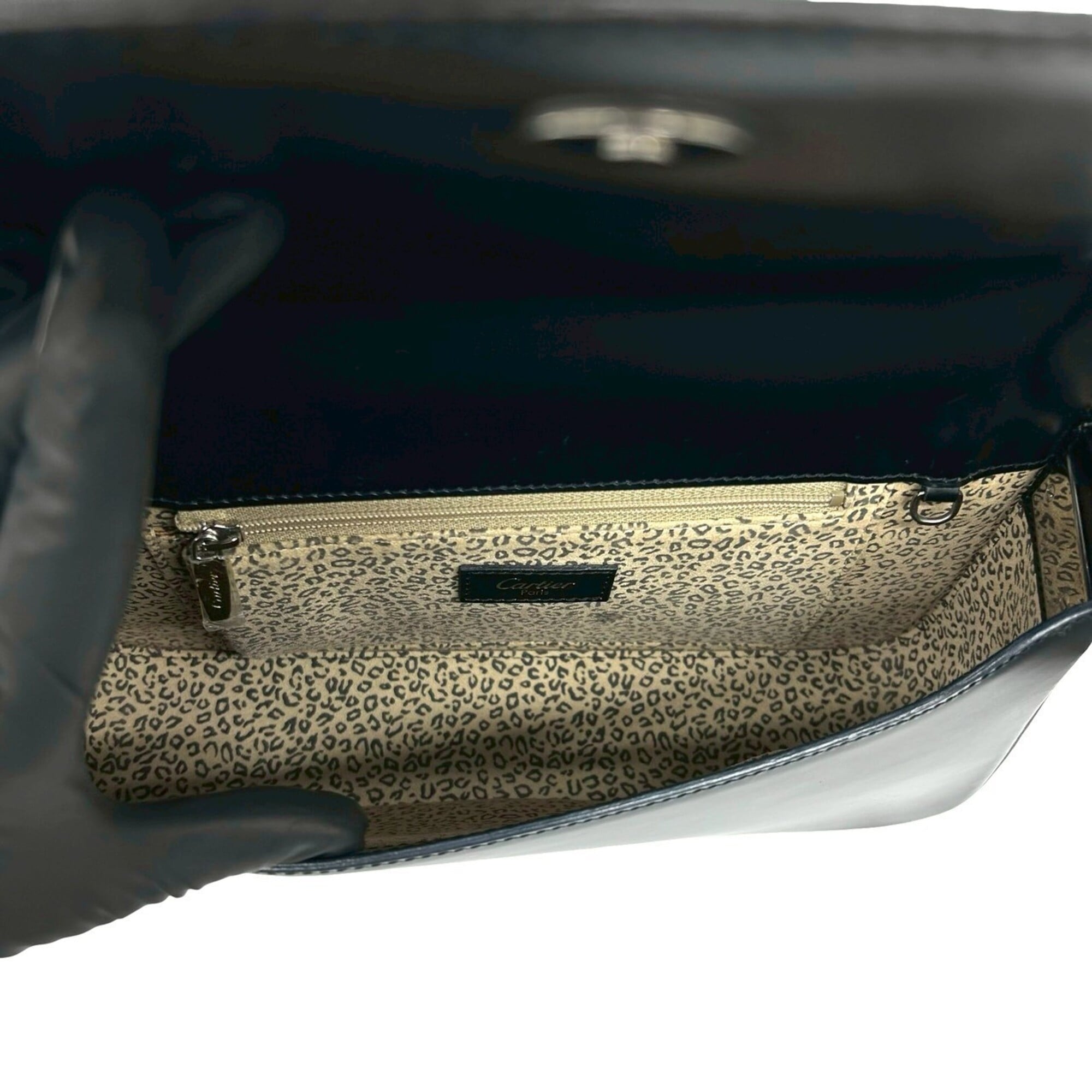 Cartier Black Leather Handbag Shoulder Bag (Pre-Owned)