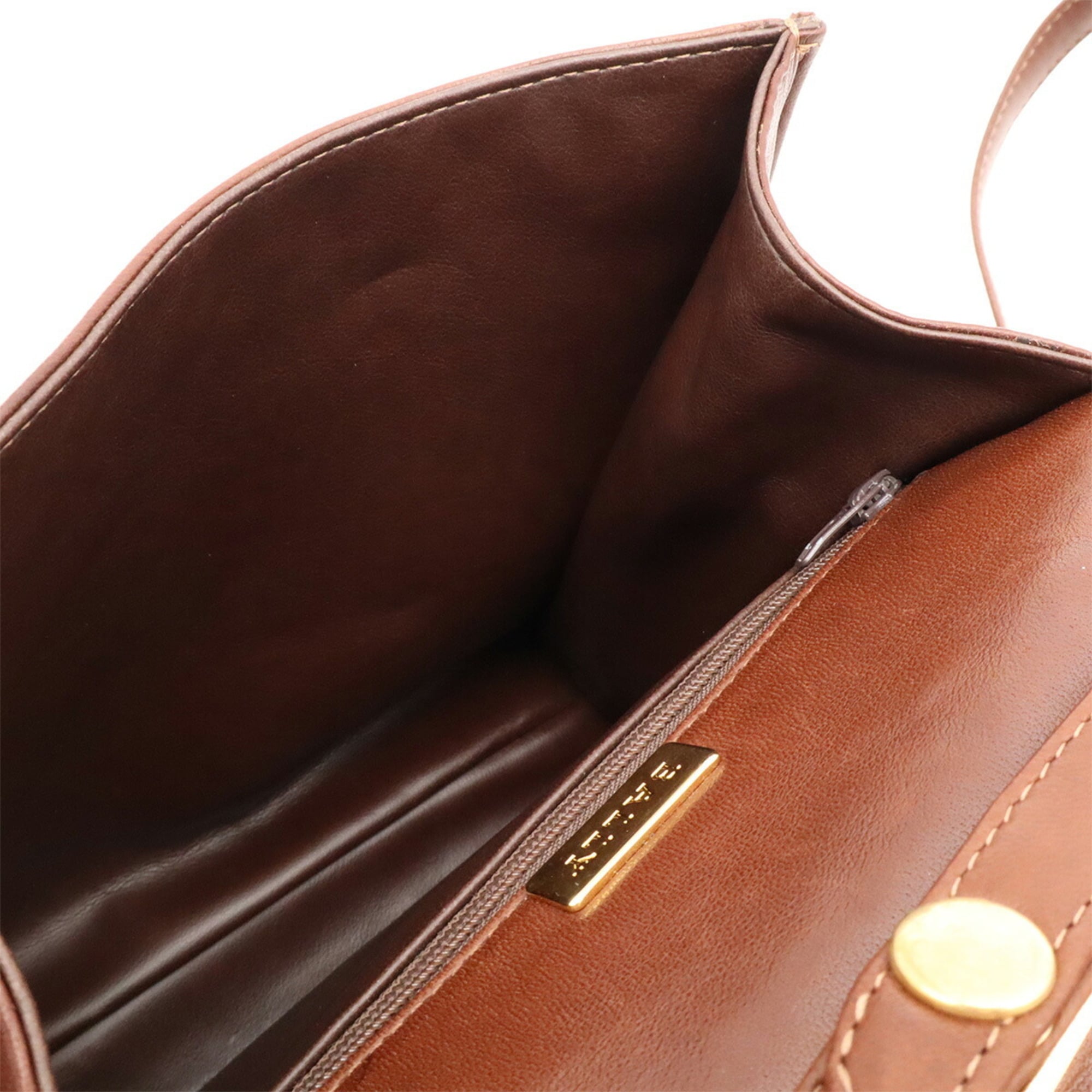 Bally Brown Leather Handbag Pochette Shoulder Bag (Pre-Owned)