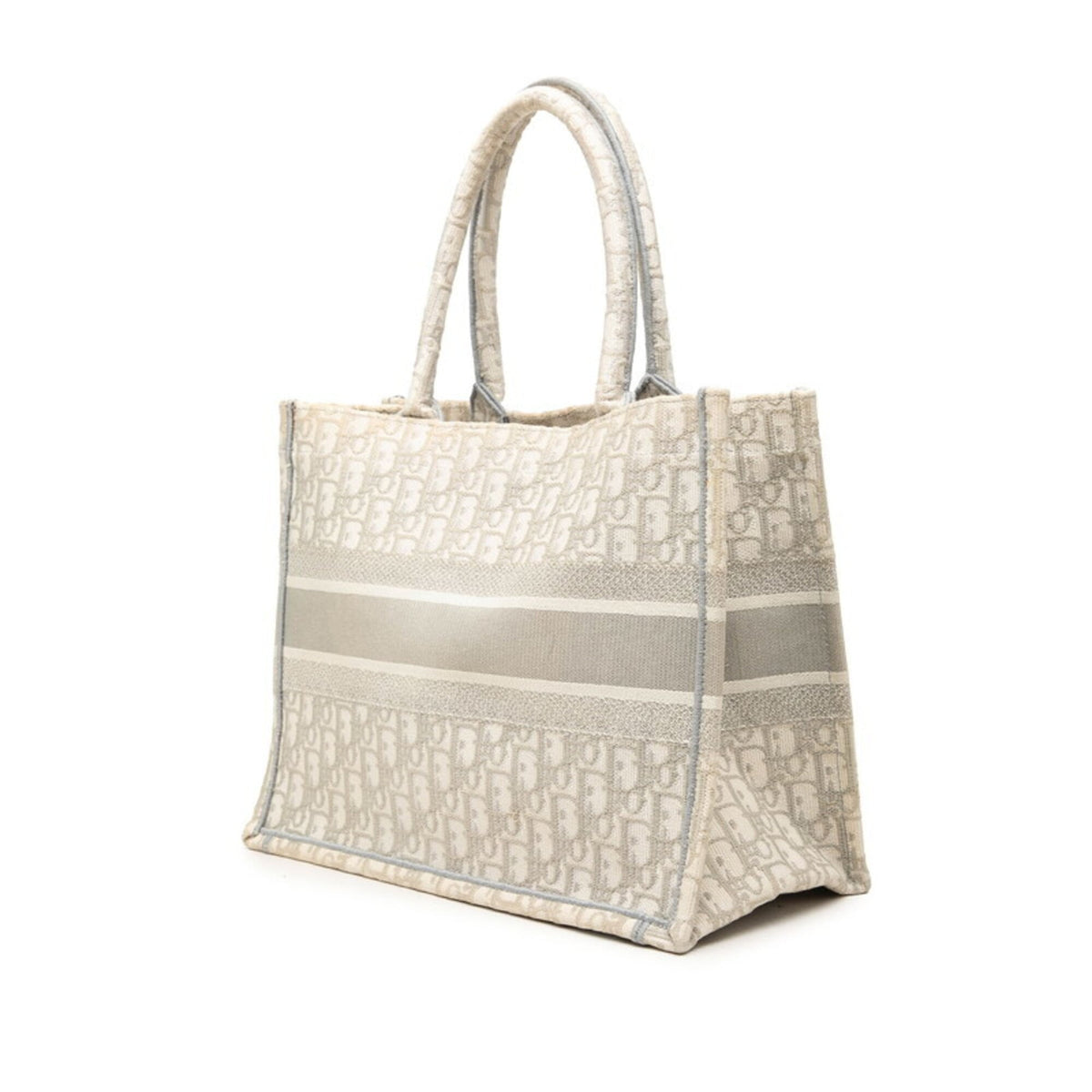 Christian Dior Gray Ivory Canvas Handbag Tote Bag (Pre-Owned)