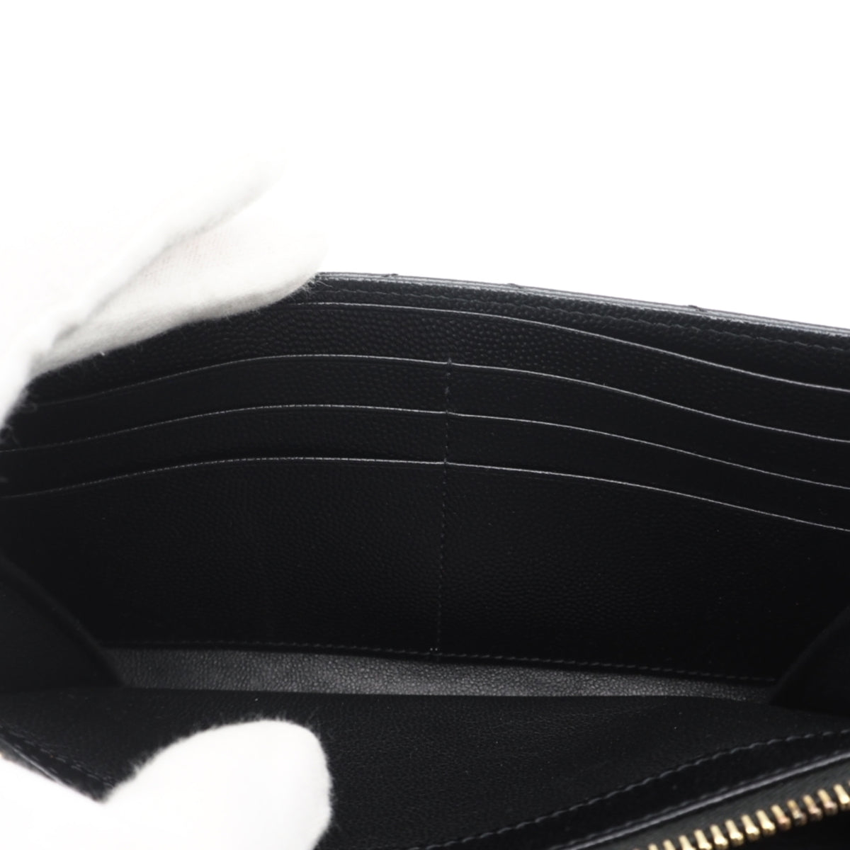 Yves Saint Laurent Black Leather Long Wallet (Bi-Fold) (Pre-Owned)
