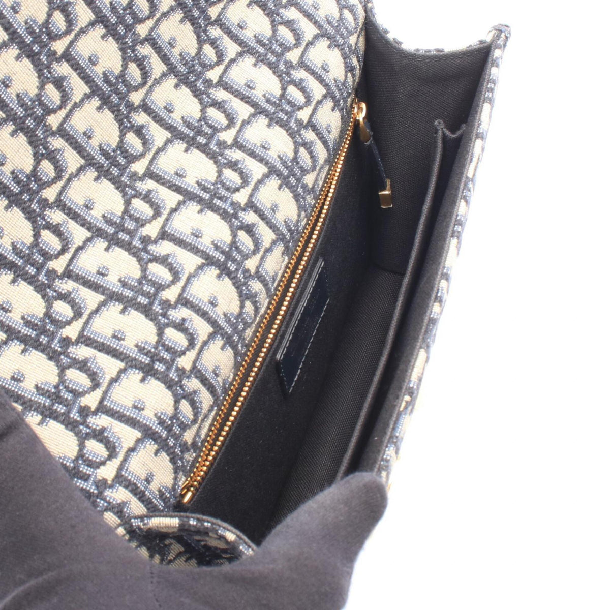 Christian Dior Beige Navy Canvas Leather Handbag Shoulder Bag (Pre-Owned)