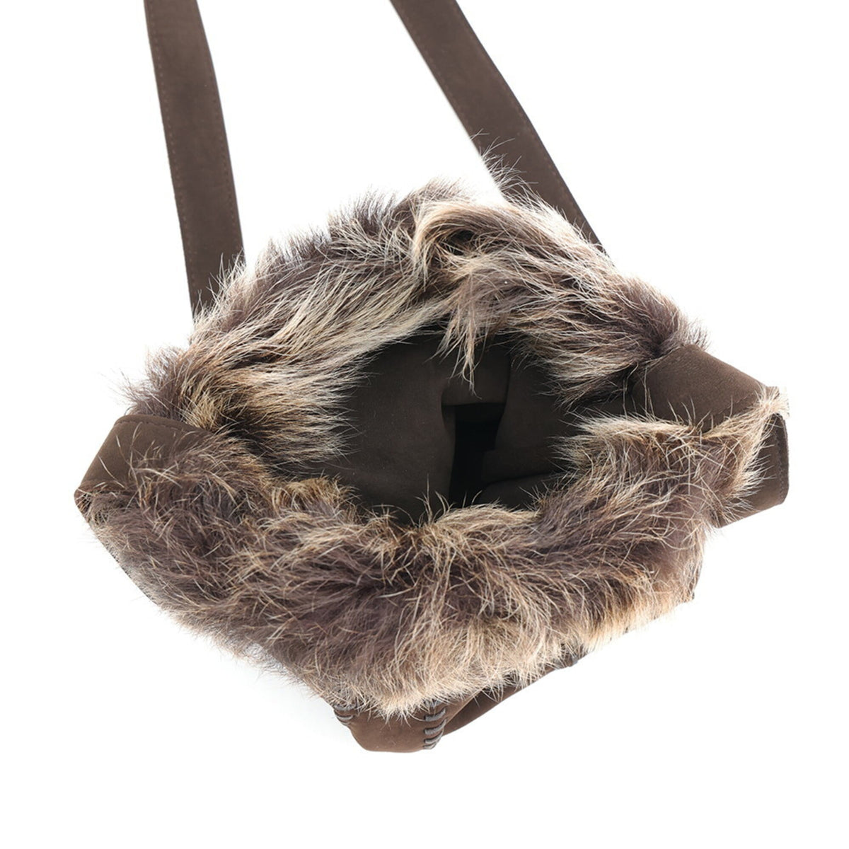 Hermes Marron Fonce Suede Fur Handbag Shoulder Bag (Pre-Owned)