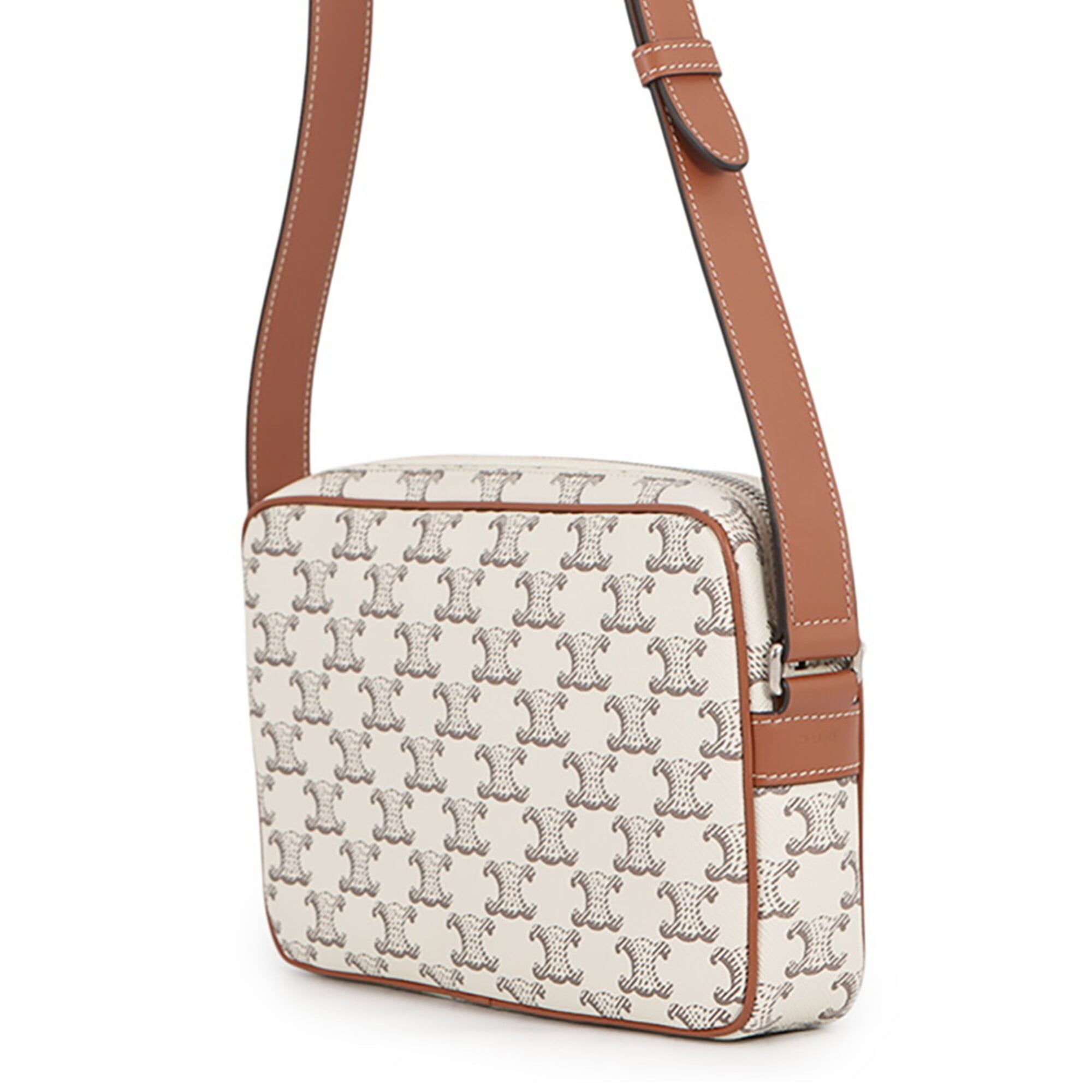 Celine Brown Ivory Pvc Leather Handbag Messenger Bag Shoulder Bag (Pre-Owned)