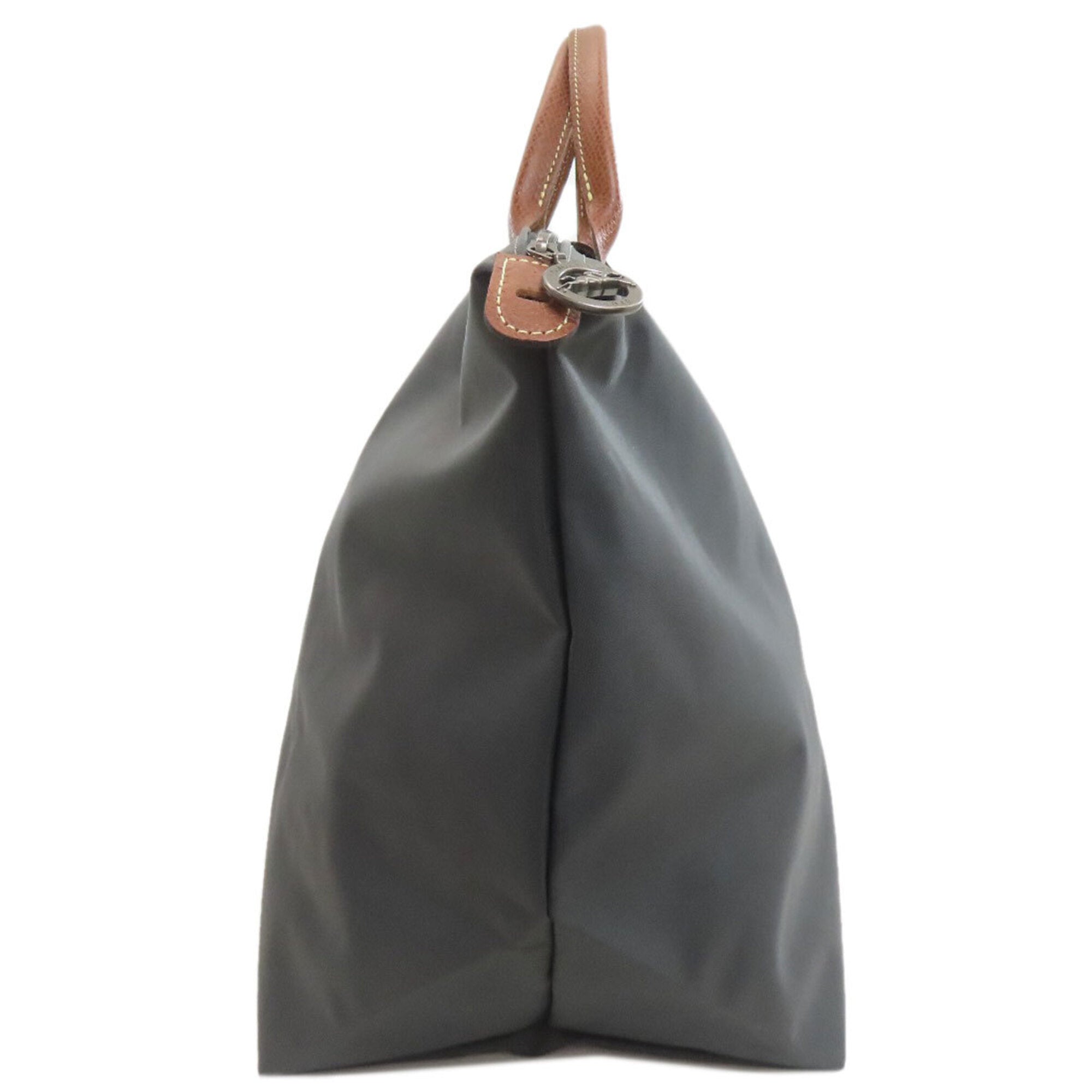Longchamp Le Pliage Brown Gray Nylon Boston Bag (Pre-Owned)