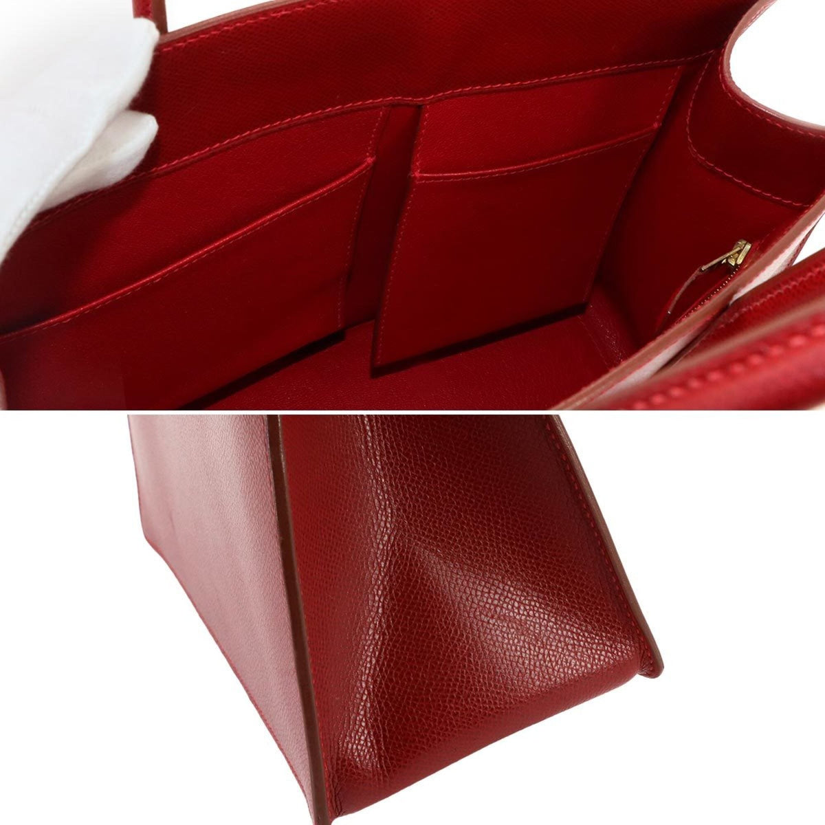 Hermes Red Color Lisse Leather Handbag Tote Bag (Pre-Owned)