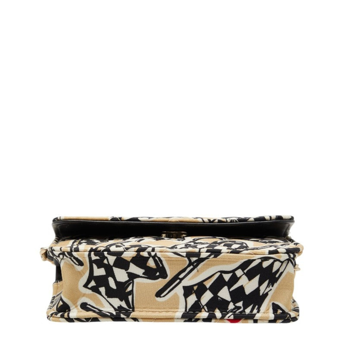 Chanel Beige Black Cotton Leather Shoulder Bag (Pre-Owned)