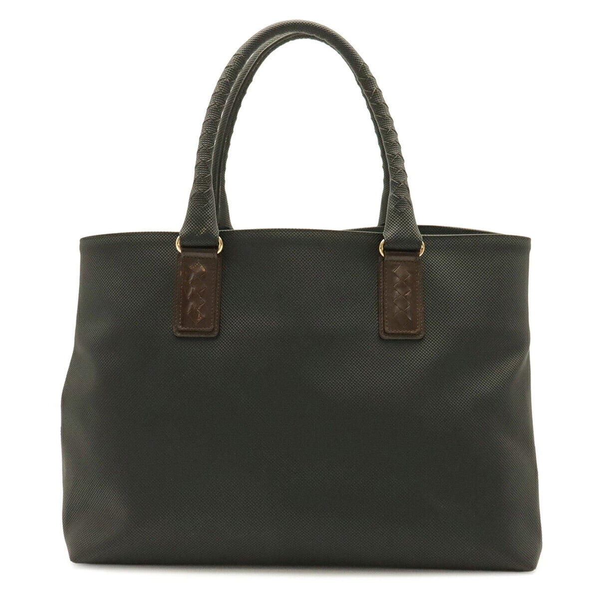 Bottega Veneta Black Dark Brown Coated Canvas Leather Shoulder Bag Tote Bag (Pre-Owned)