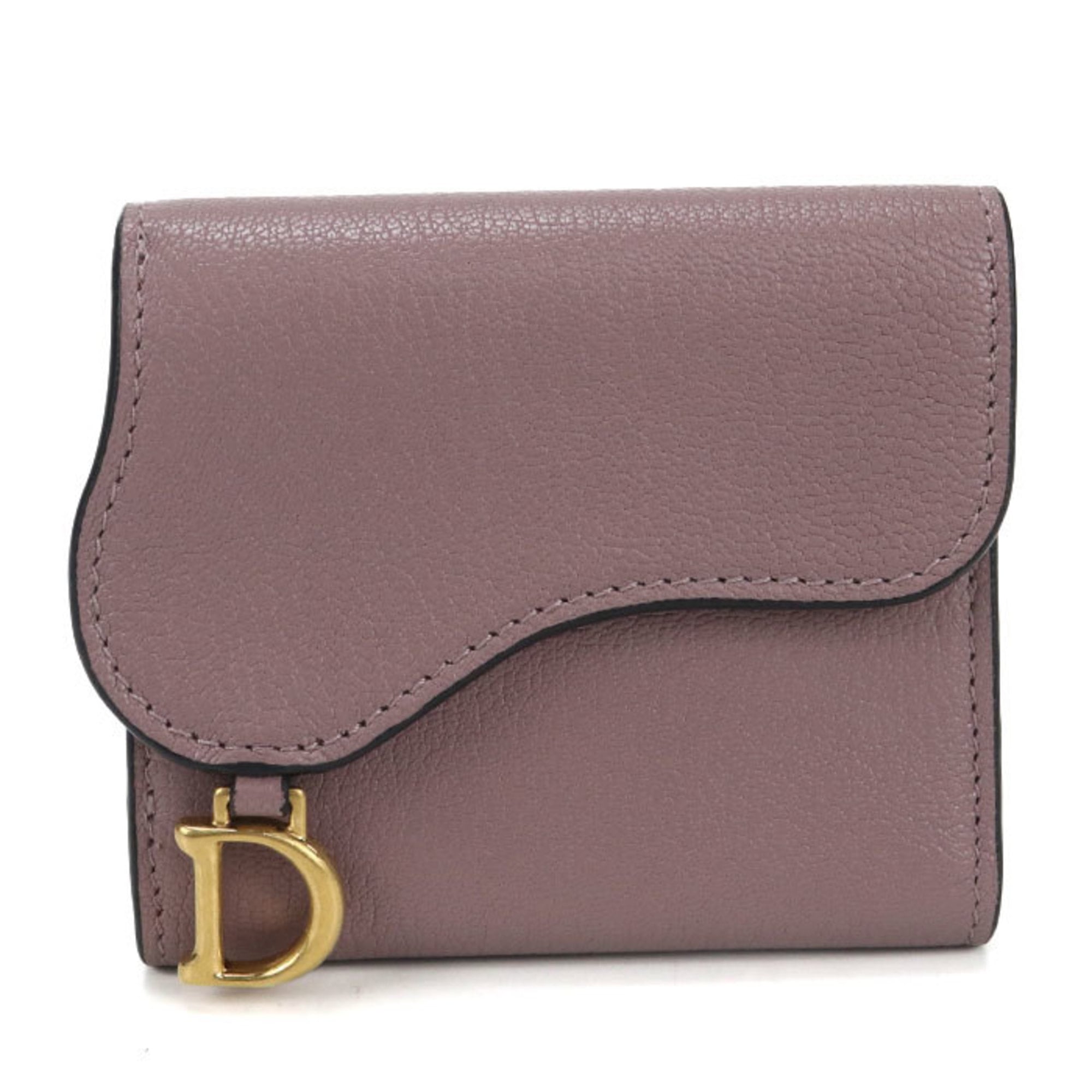 Christian Dior Purple Leather Wallet (Tri-Fold) (Pre-Owned)