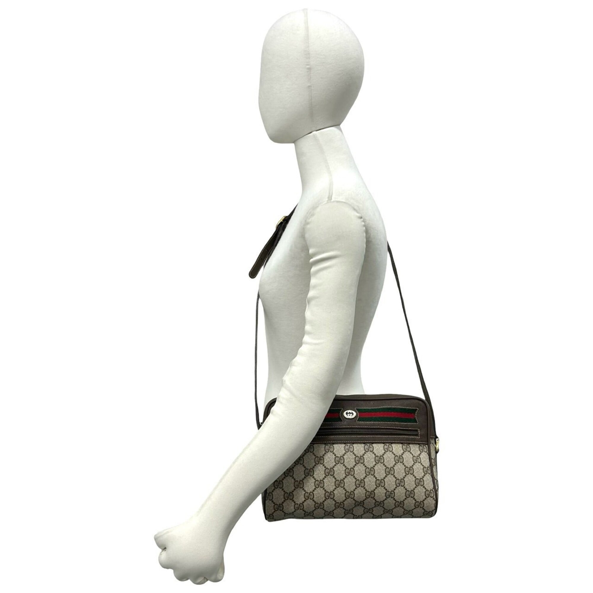 Gucci Brown Green Red Color Leather Pvc Pochette Shoulder Bag (Pre-Owned)