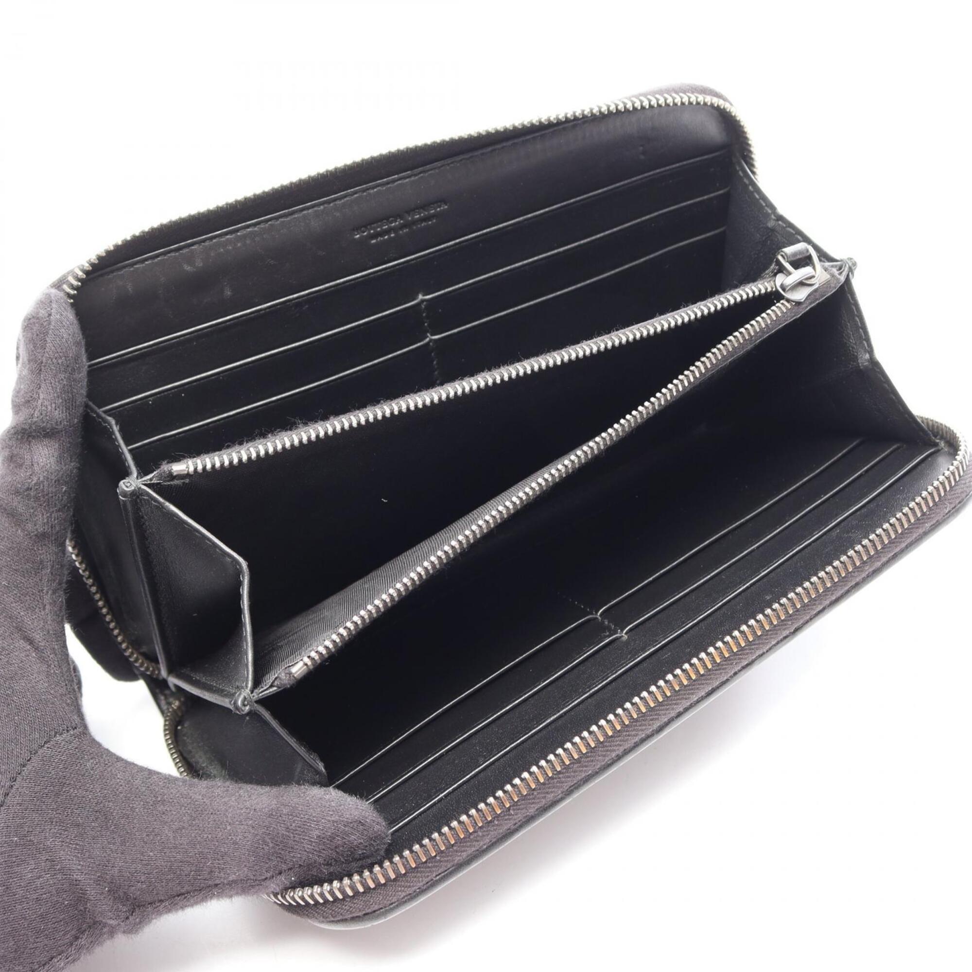 Bottega Veneta Black Leather Long Wallet (Bi-Fold) (Pre-Owned)
