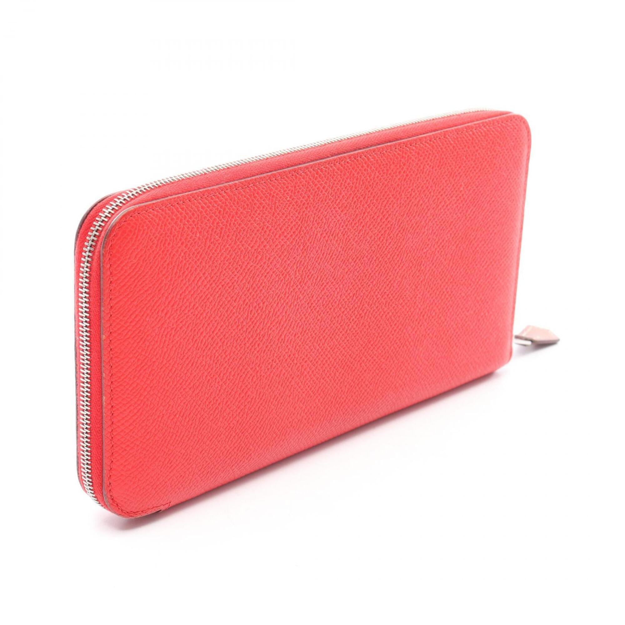 Hermes Red Color Epsom Leather Long Wallet (Bi-Fold) (Pre-Owned)