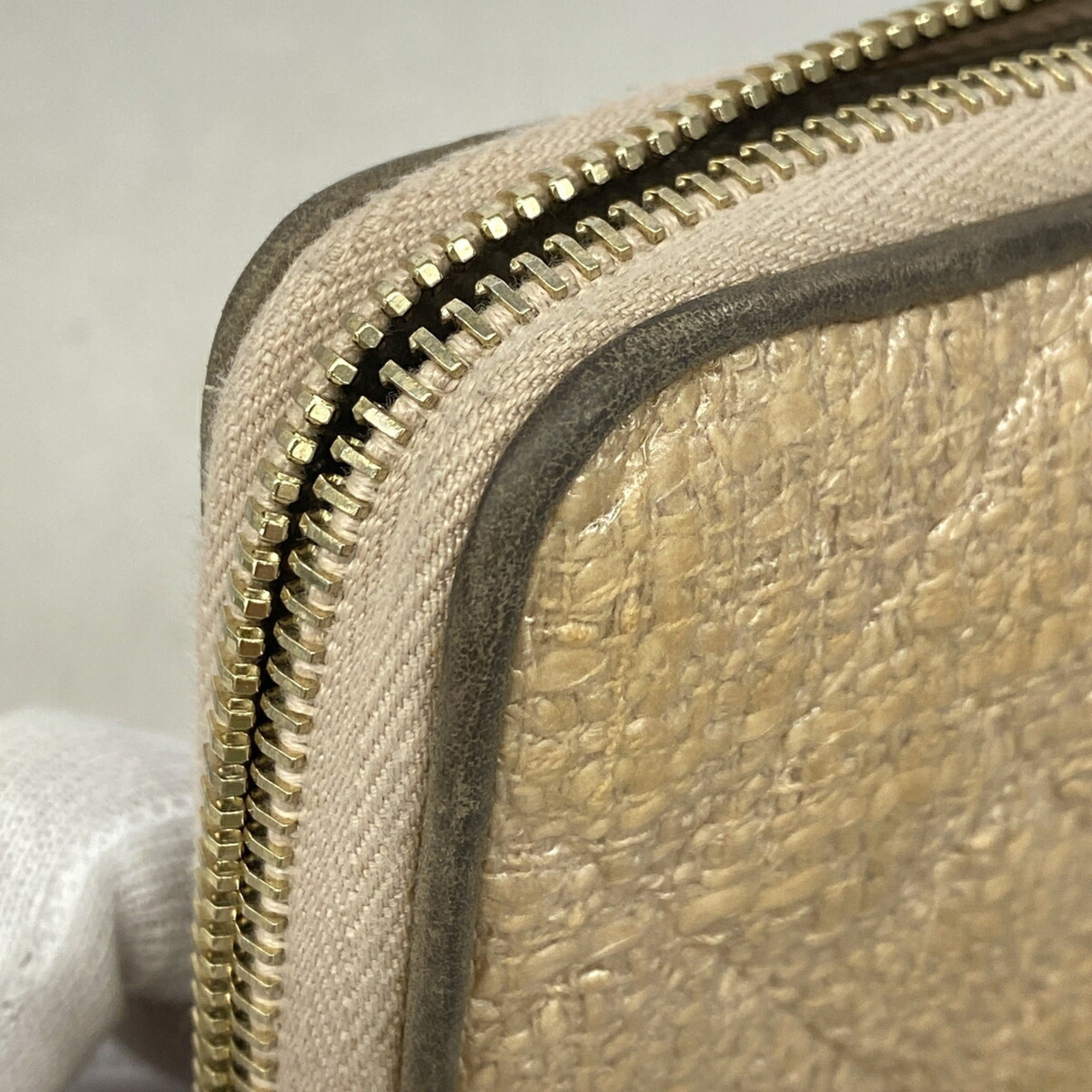 Chanel Beige Tweed Leather Long Wallet (Bi-Fold) (Pre-Owned)