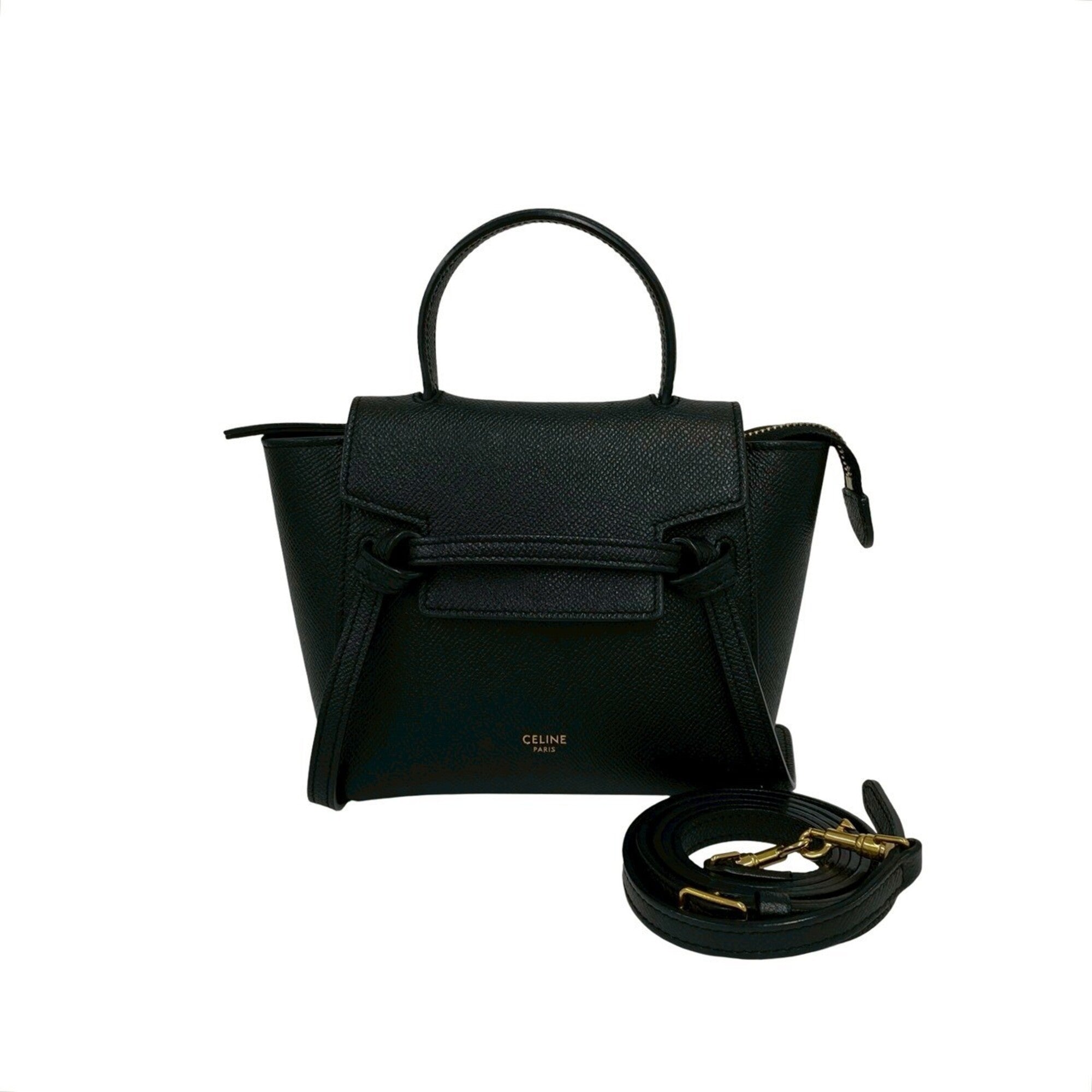 Celine Black Leather Handbag Pochette Shoulder Bag (Pre-Owned)