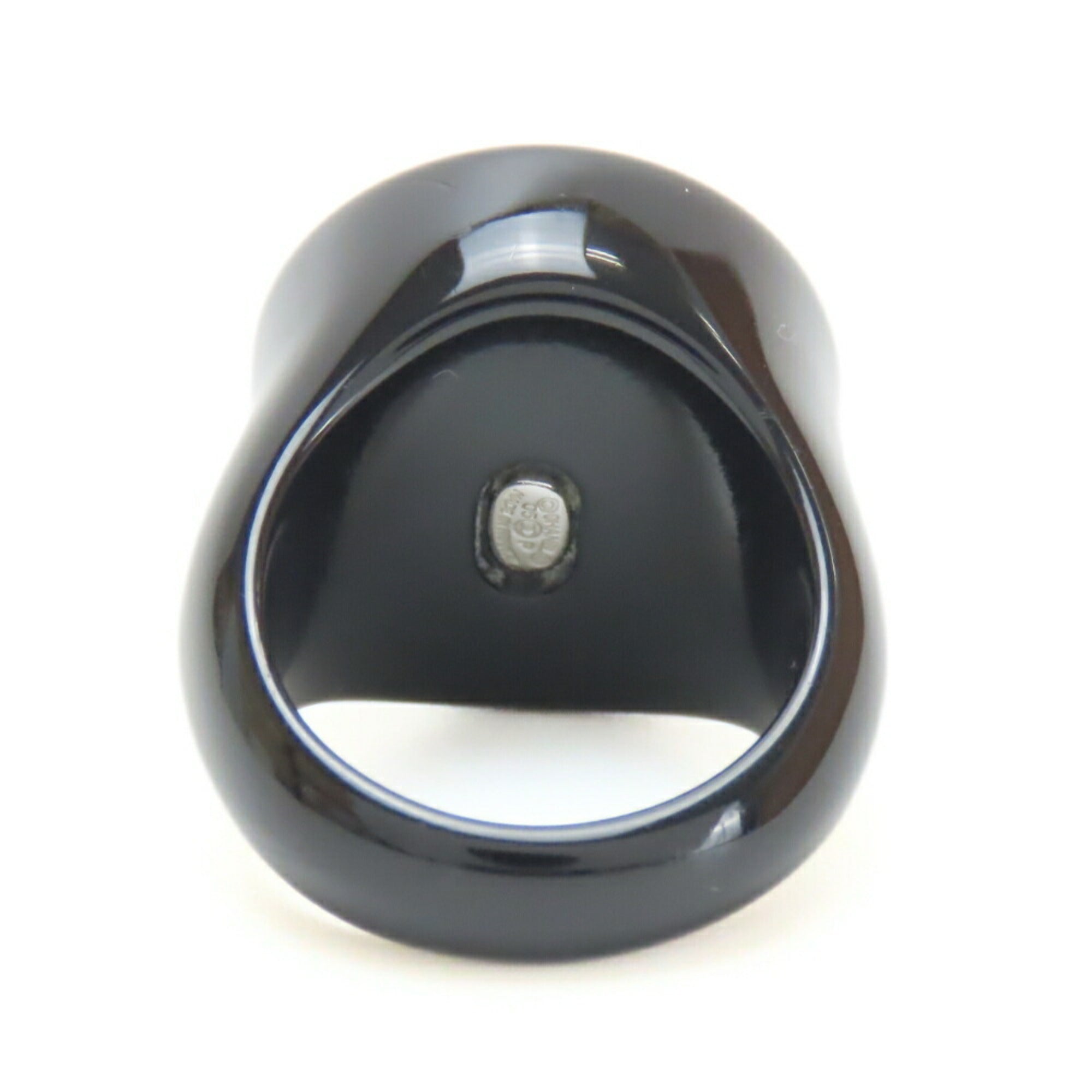 Chanel Black White Plastic Band Ring (Pre-Owned)