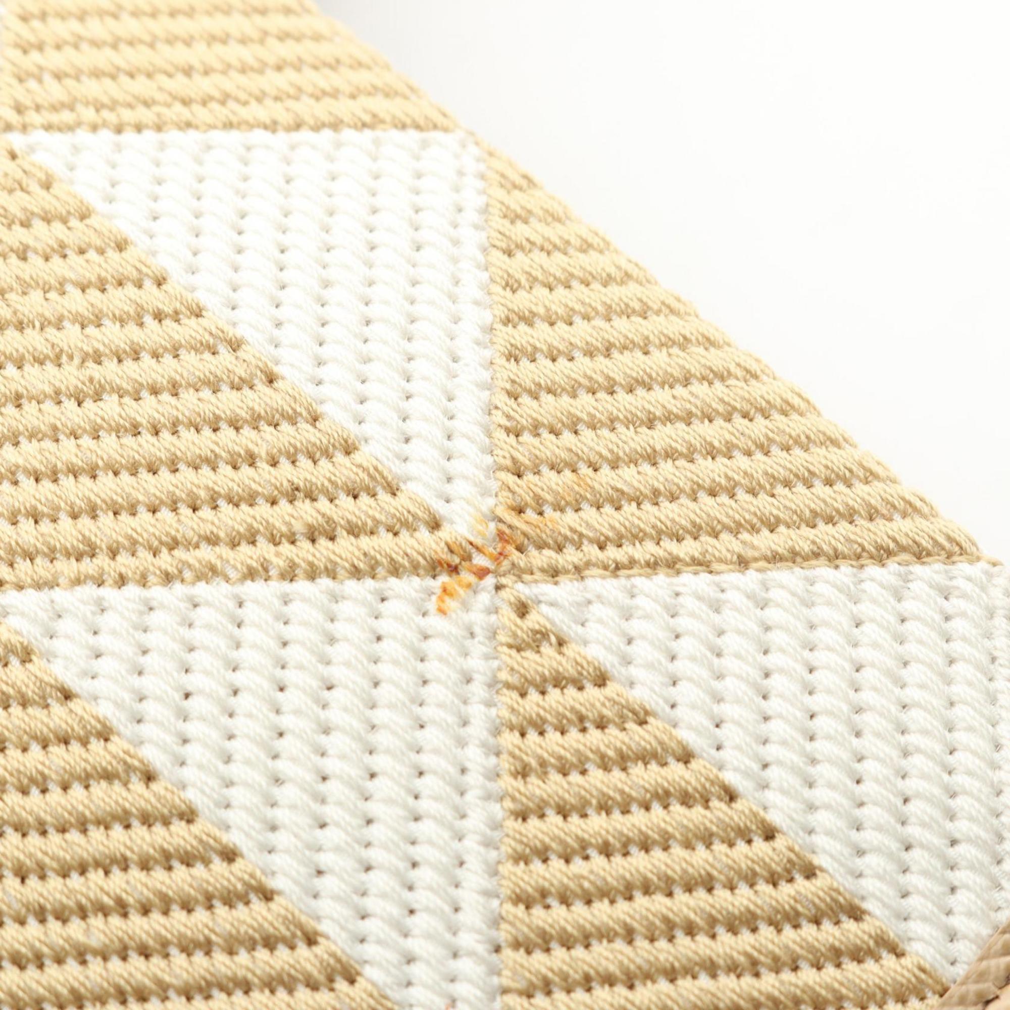 Prada Beige White Canvas Tote Bag (Pre-Owned)