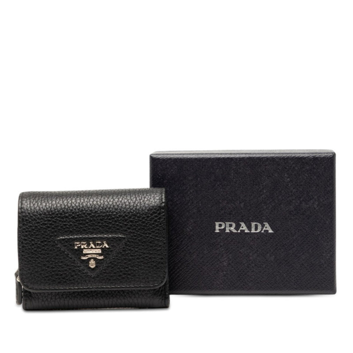 Prada Black Leather Wallet (Tri-Fold) (Pre-Owned)