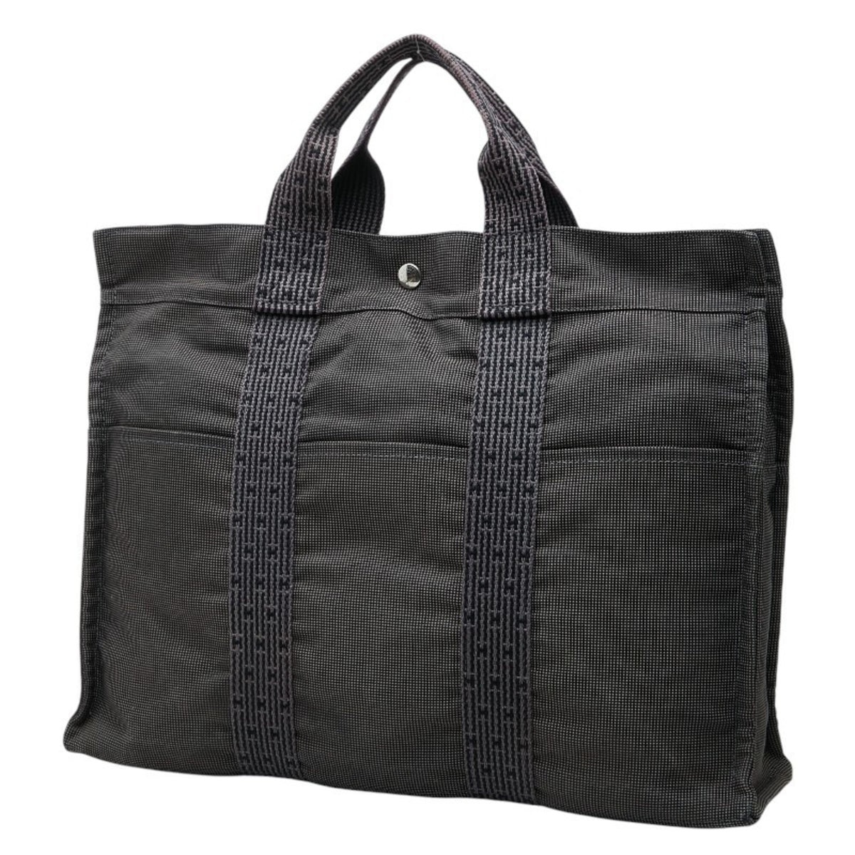 Hermes Gray Canvas Handbag Tote Bag (Pre-Owned)