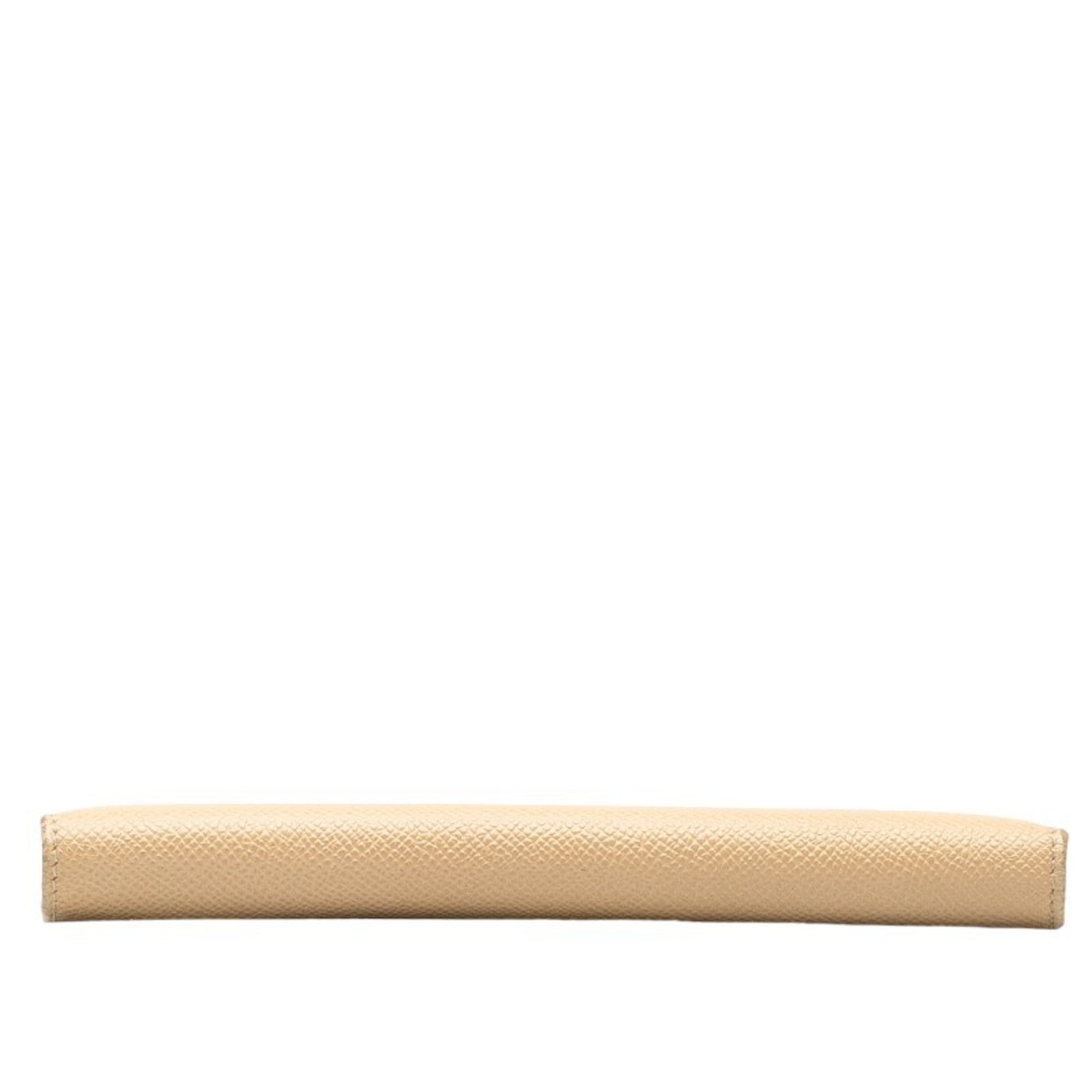 Bvlgari Beige Leather Long Wallet (Bi-Fold) (Pre-Owned)