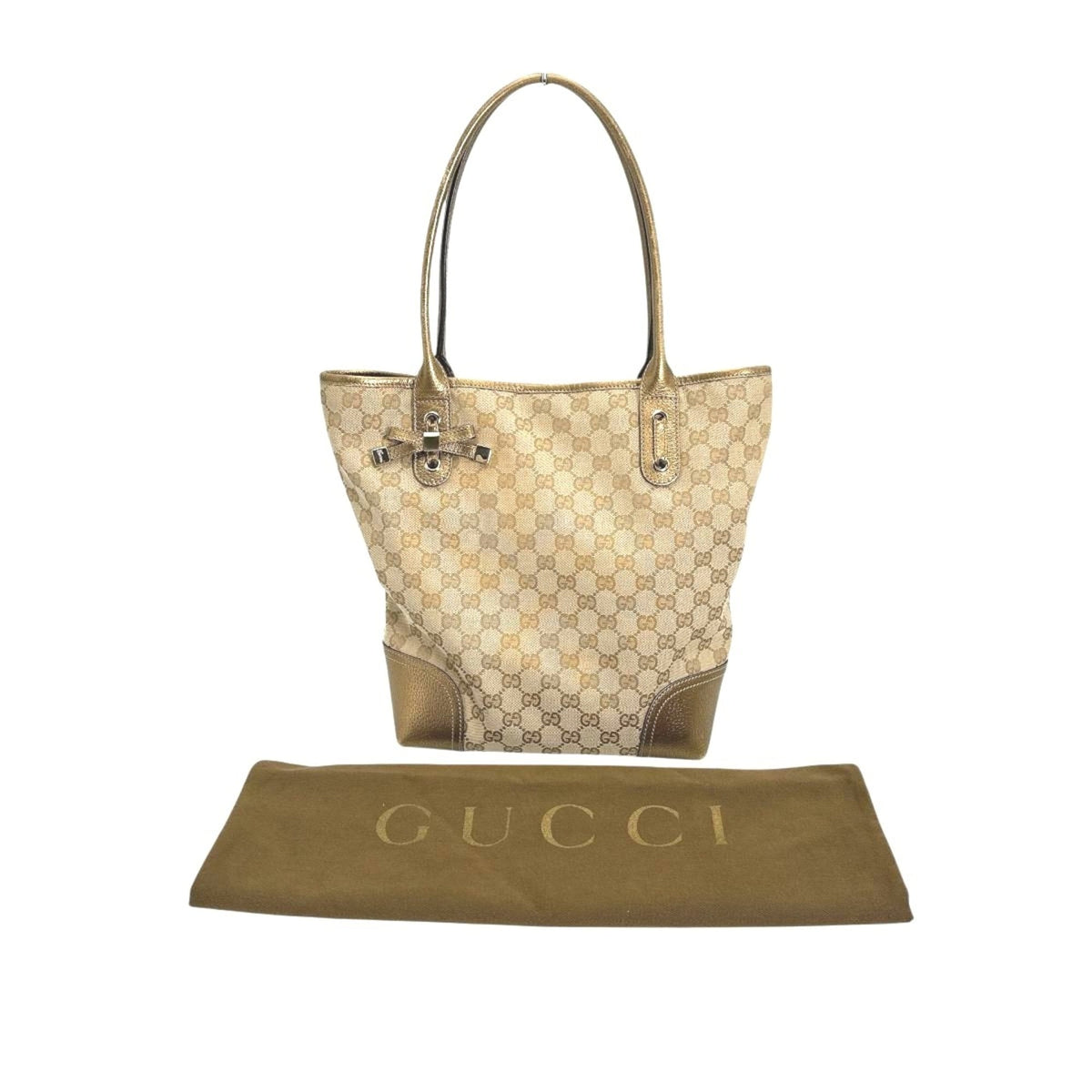 Gucci Beige Gg Canvas Handbag Tote Bag (Pre-Owned)