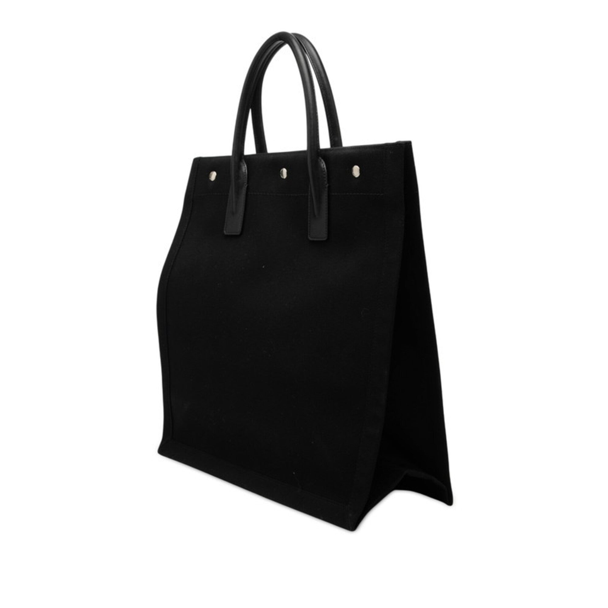 Saint Laurent Black Canvas Leather Handbag Tote Bag (Pre-Owned)