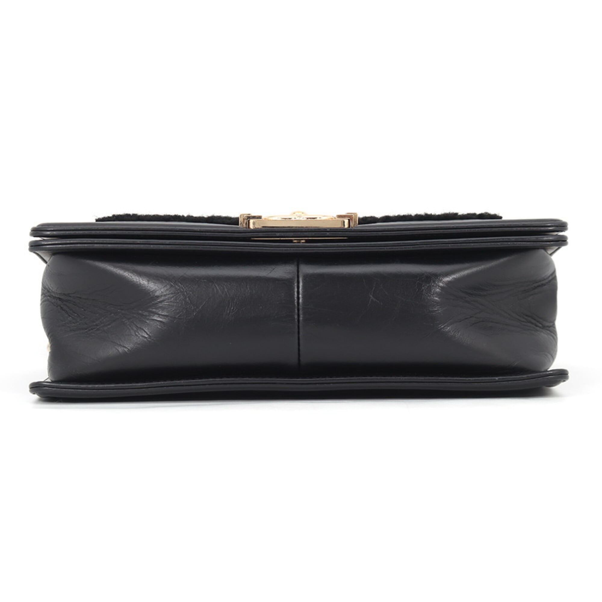 Chanel Boy Chanel Black Leather Handbag Shoulder Bag (Pre-Owned)