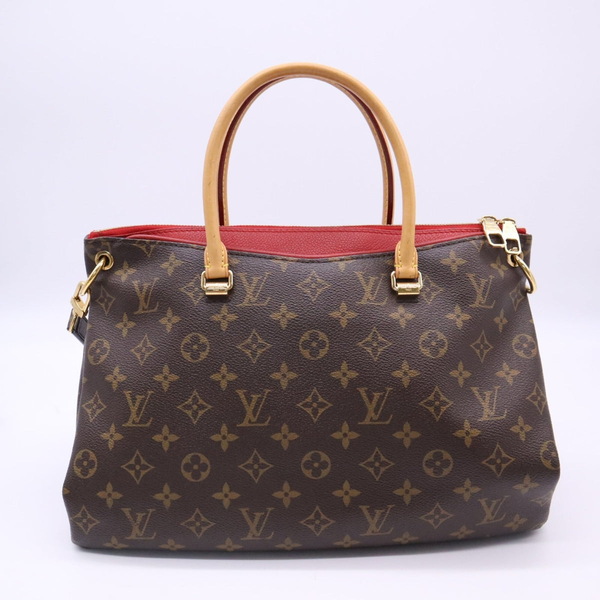 Louis Vuitton Beige Brown Coated Canvas Leather Handbag (Pre-Owned)