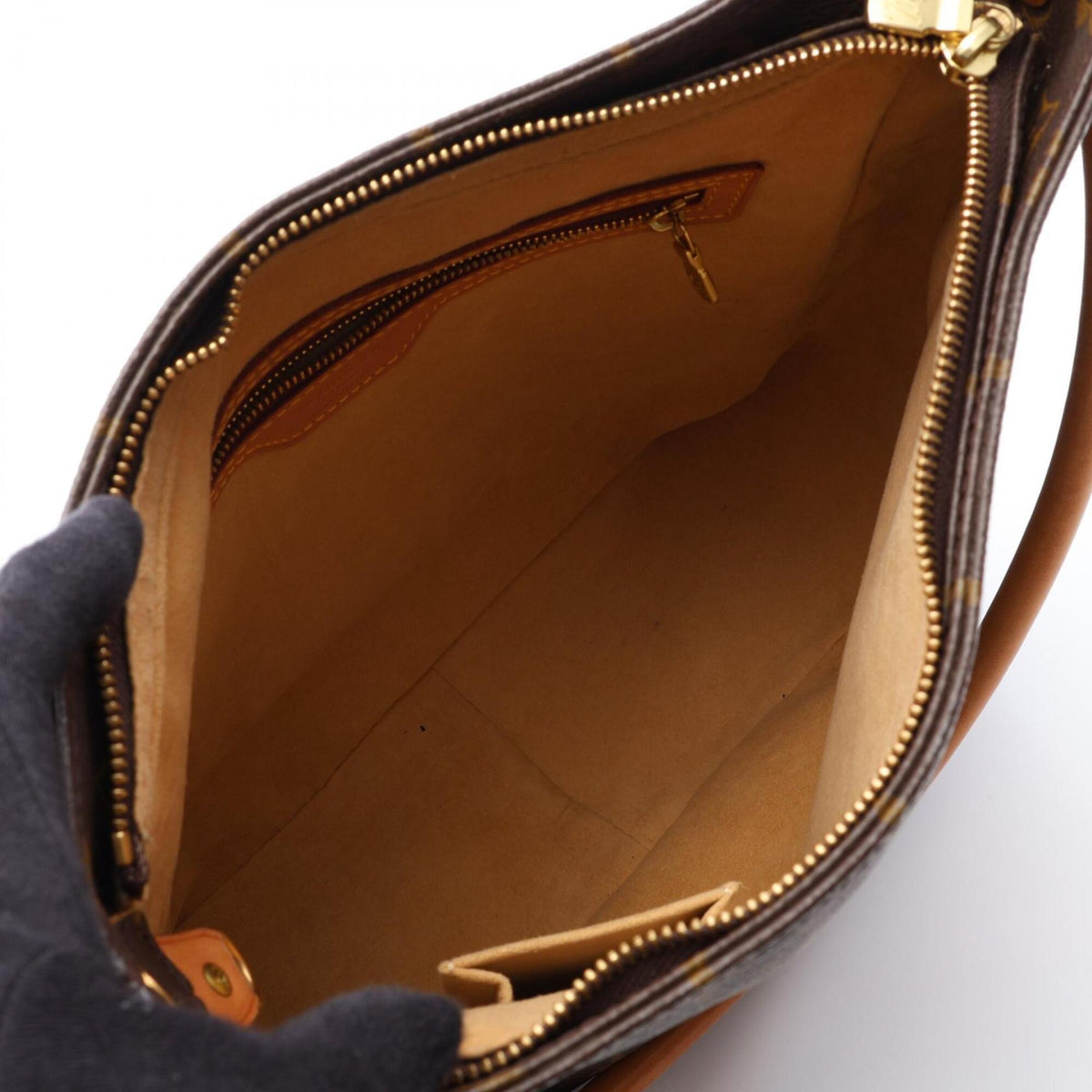 Louis Vuitton Brown Coated Canvas Leather Handbag Shoulder Bag (Pre-Owned)