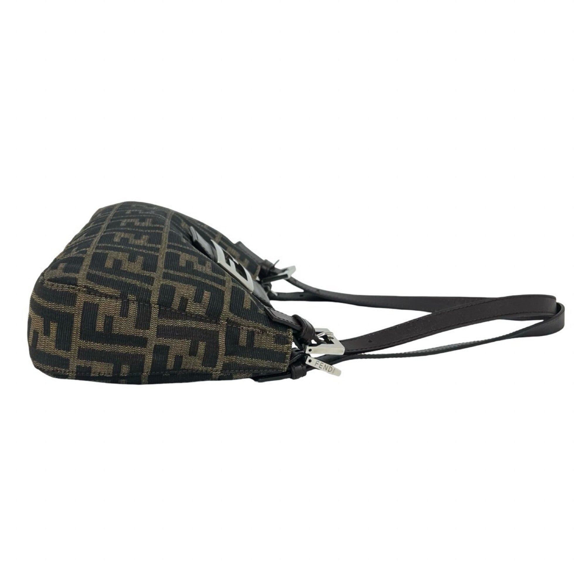 Fendi Brown Canvas Leather Handbag Shoulder Bag (Pre-Owned)