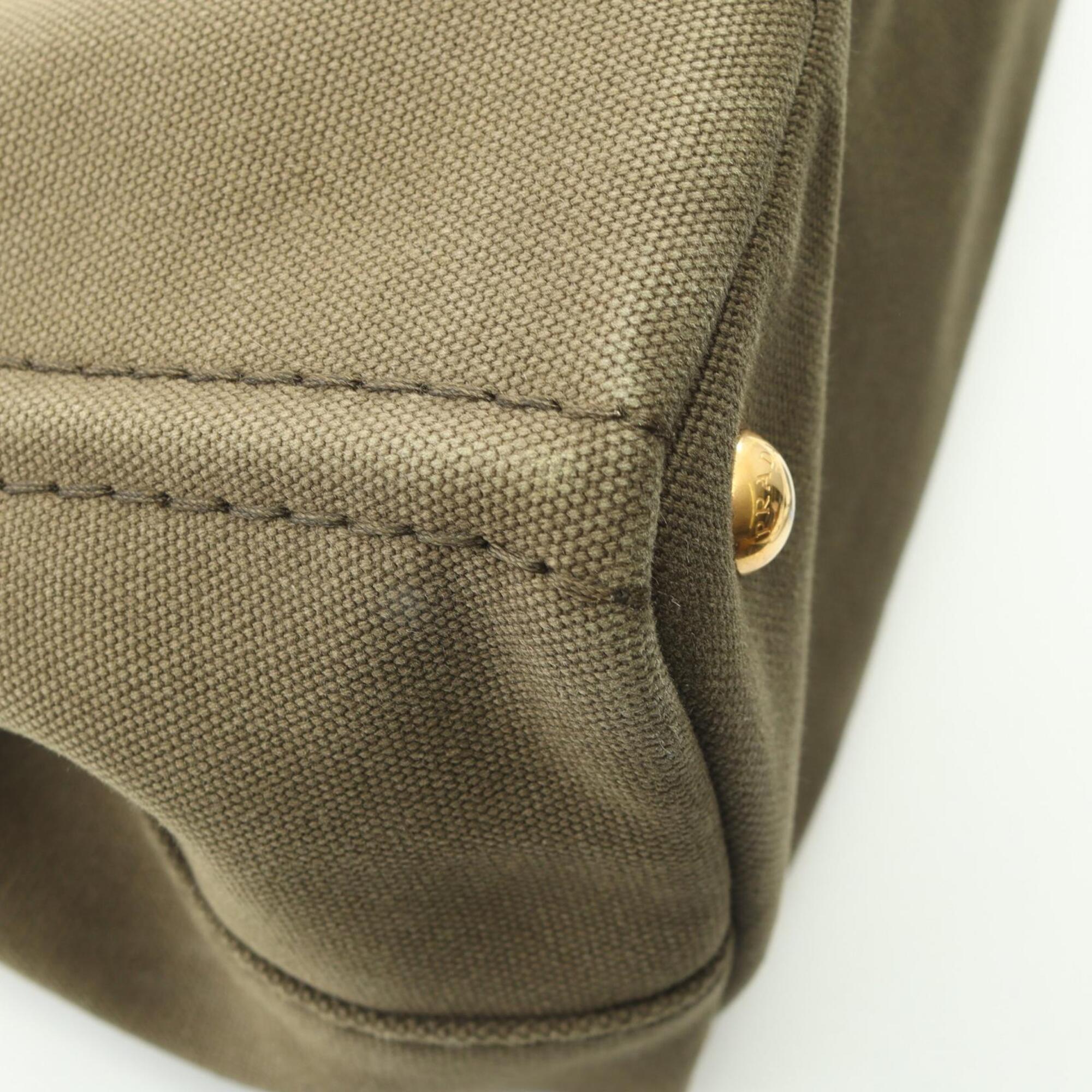 Prada Khaki Canvas Handbag Tote Bag (Pre-Owned)