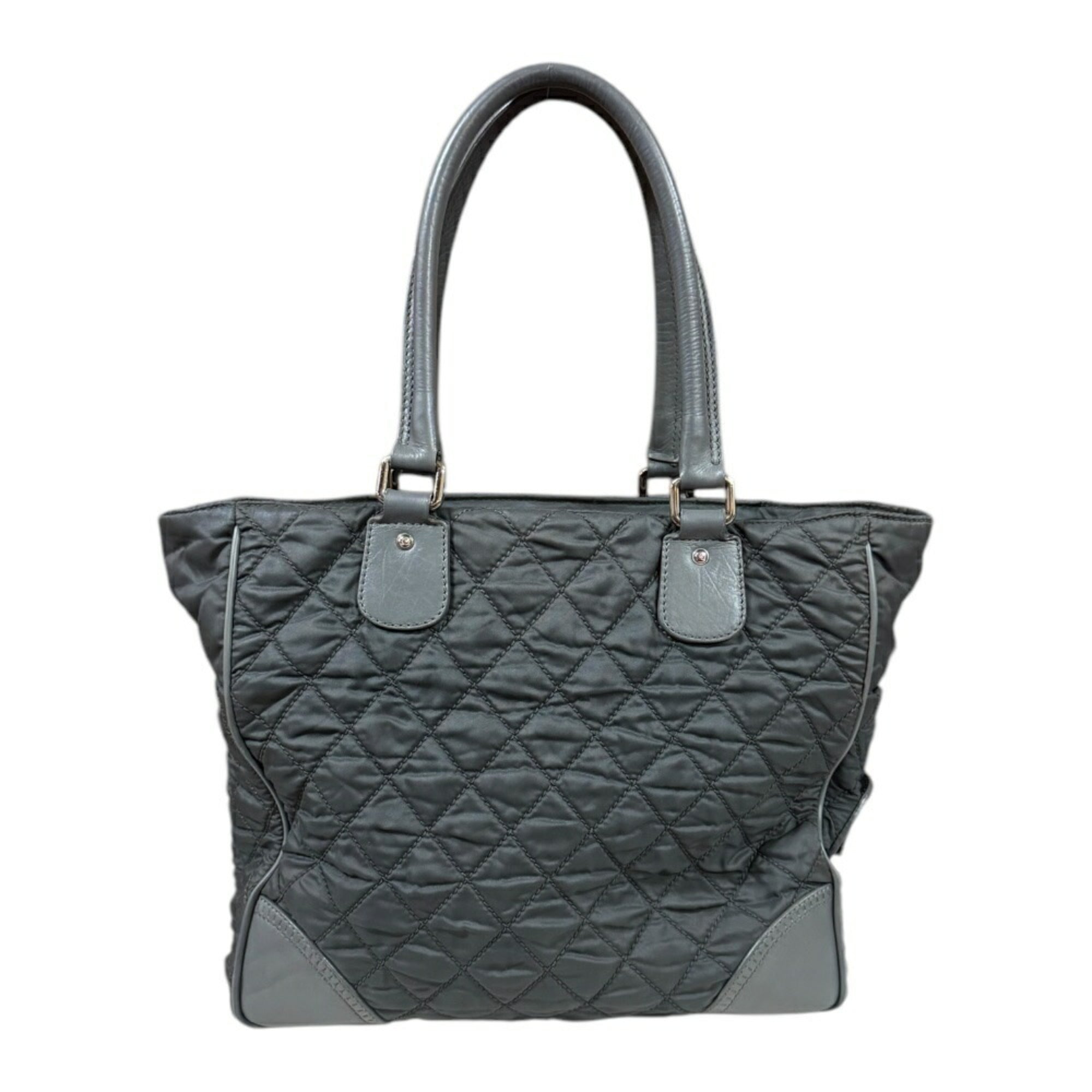 Chanel Gray Nylon Leather Tote Bag (Pre-Owned)