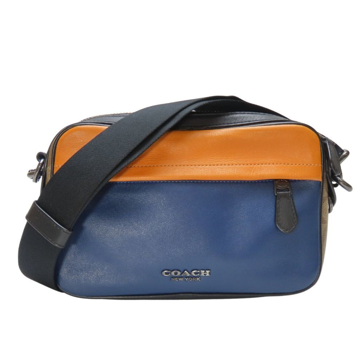 Coach Multi-Color Navy Leather Pvc Shoulder Bag (Pre-Owned)