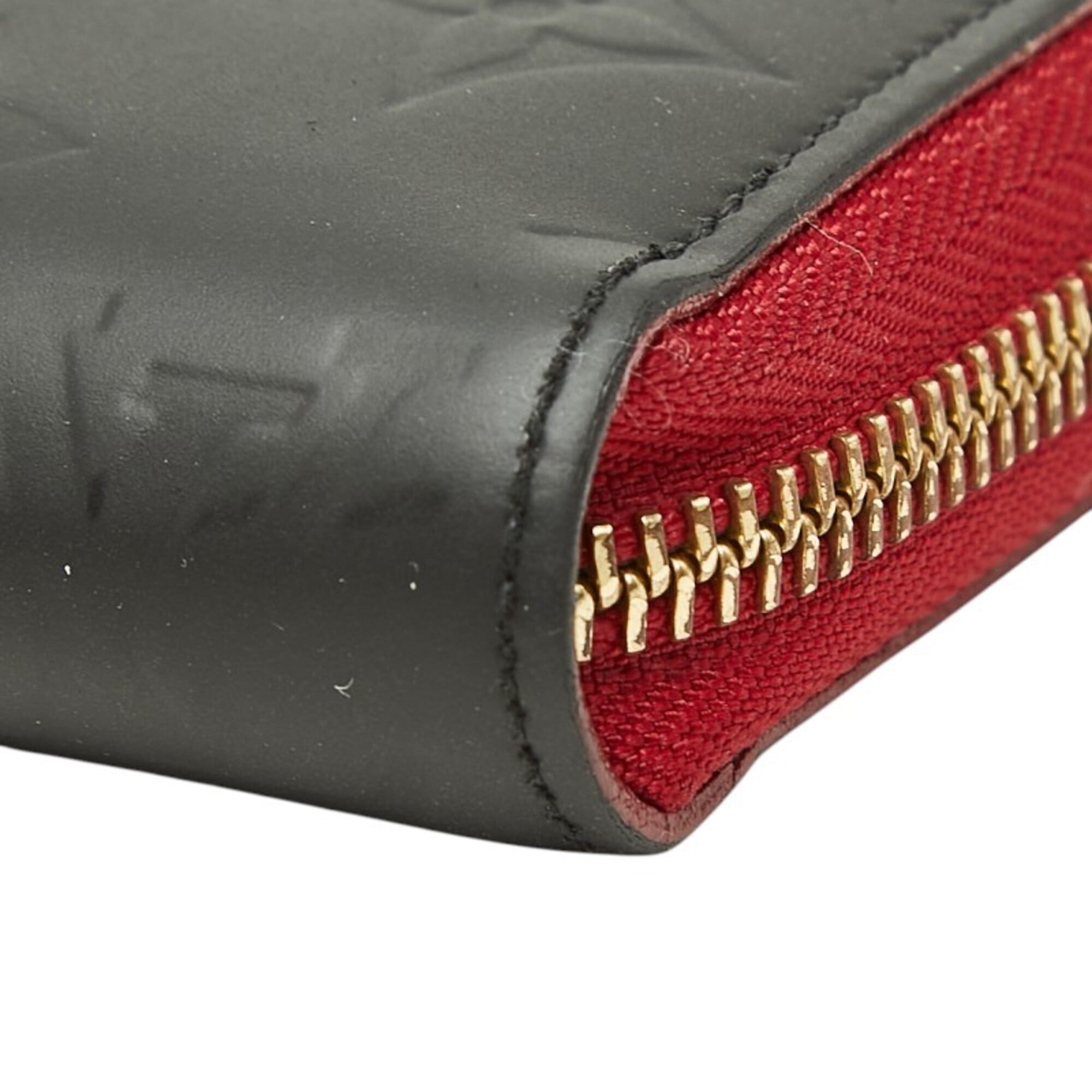 Louis Vuitton Black Red Color Leather Long Wallet (Bi-Fold) (Pre-Owned)