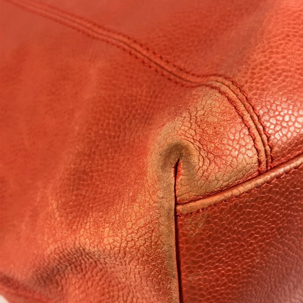 Chanel Orange Grained Calfskin Shoulder Bag Tote Bag (Pre-Owned)