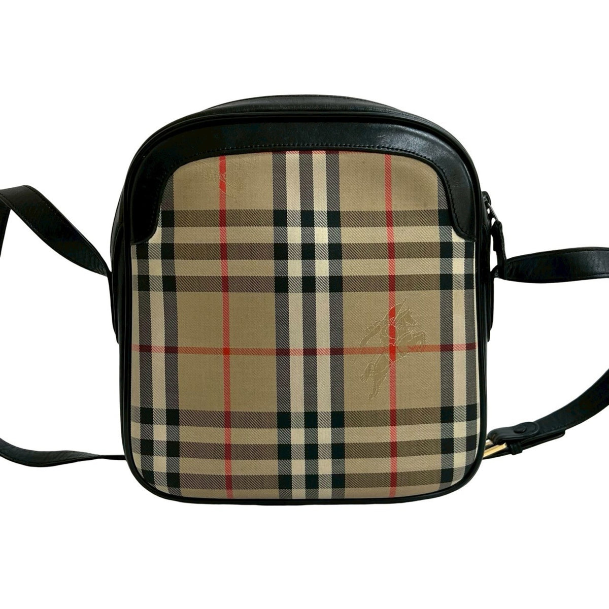 Burberry Beige Black Canvas Leather Pochette Shoulder Bag (Pre-Owned)