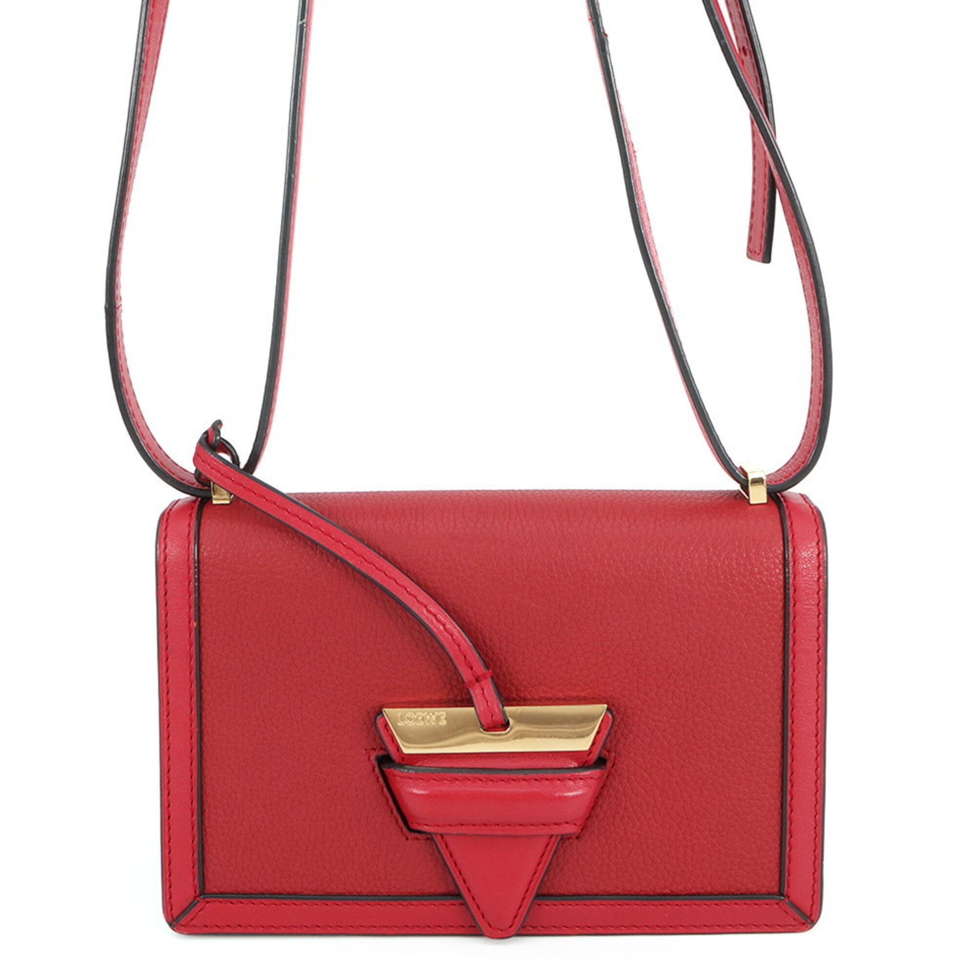 Loewe Red Color Leather Handbag Shoulder Bag (Pre-Owned)