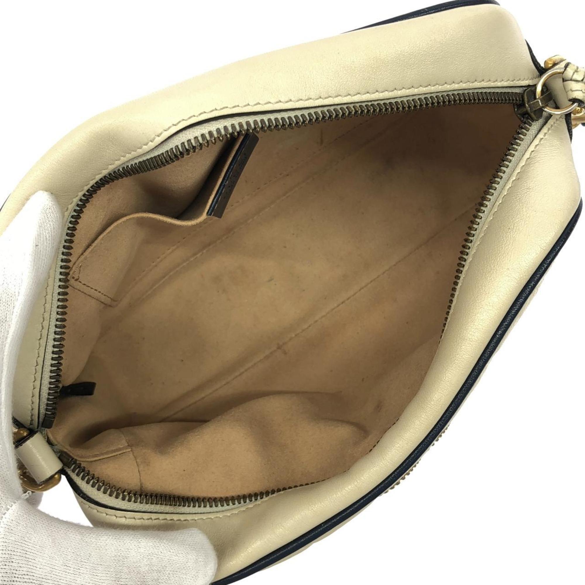 Gucci Dark Blue White Leather Shoulder Bag (Pre-Owned)