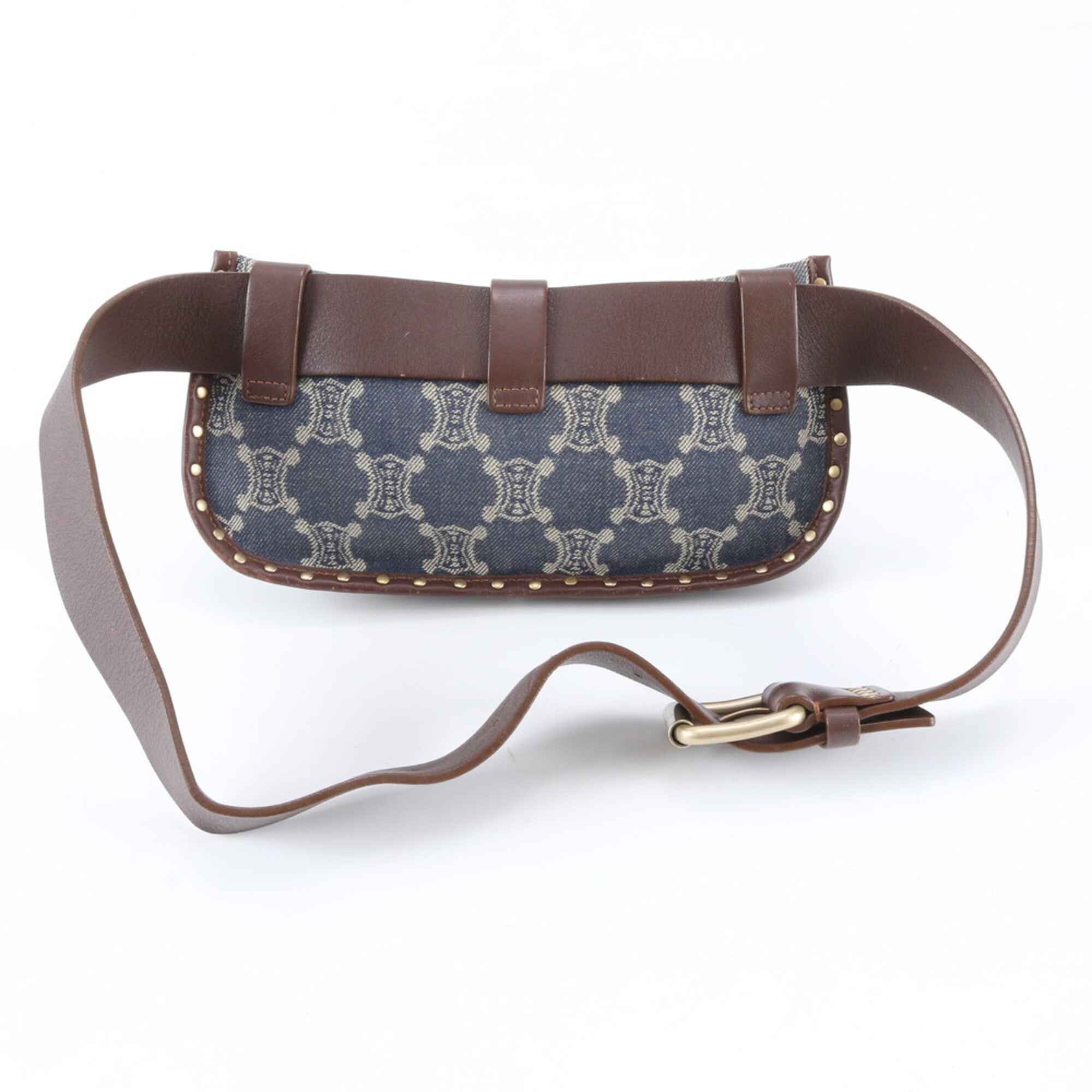 Celine Blue Brown Leather Pouch Sling Bag (Pre-Owned)