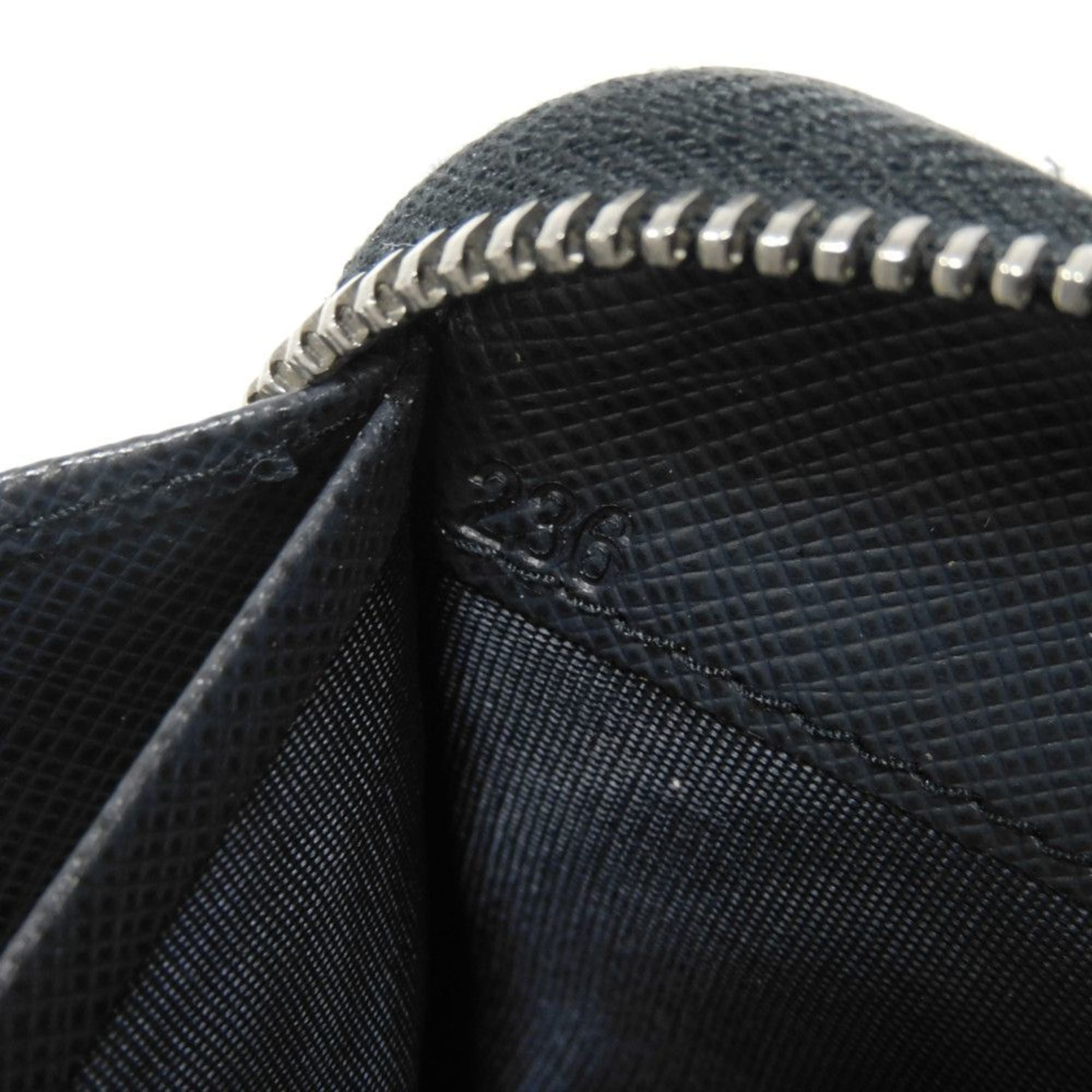 Prada Saffiano Navy Leather Long Wallet (Bi-Fold) (Pre-Owned)