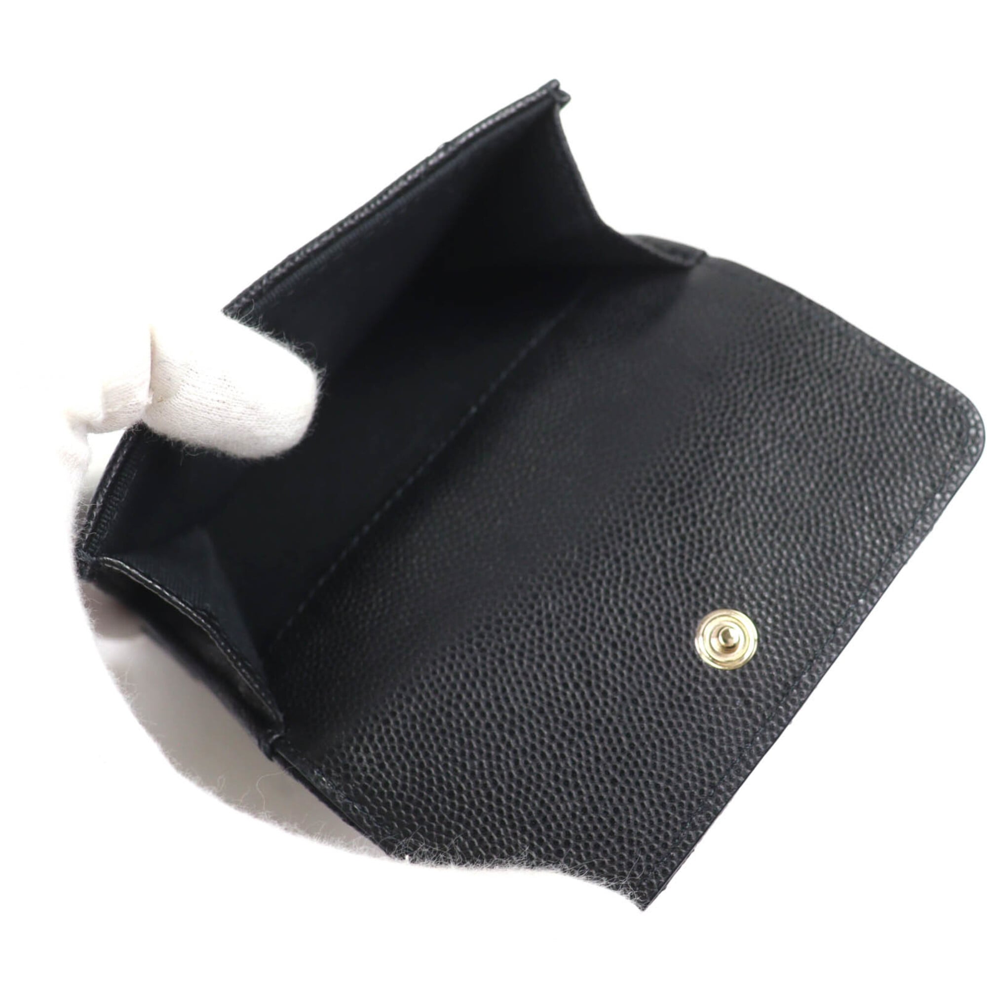 Chanel Matelasse Black Grained Calfskin Wallet (Tri-Fold) (Pre-Owned)
