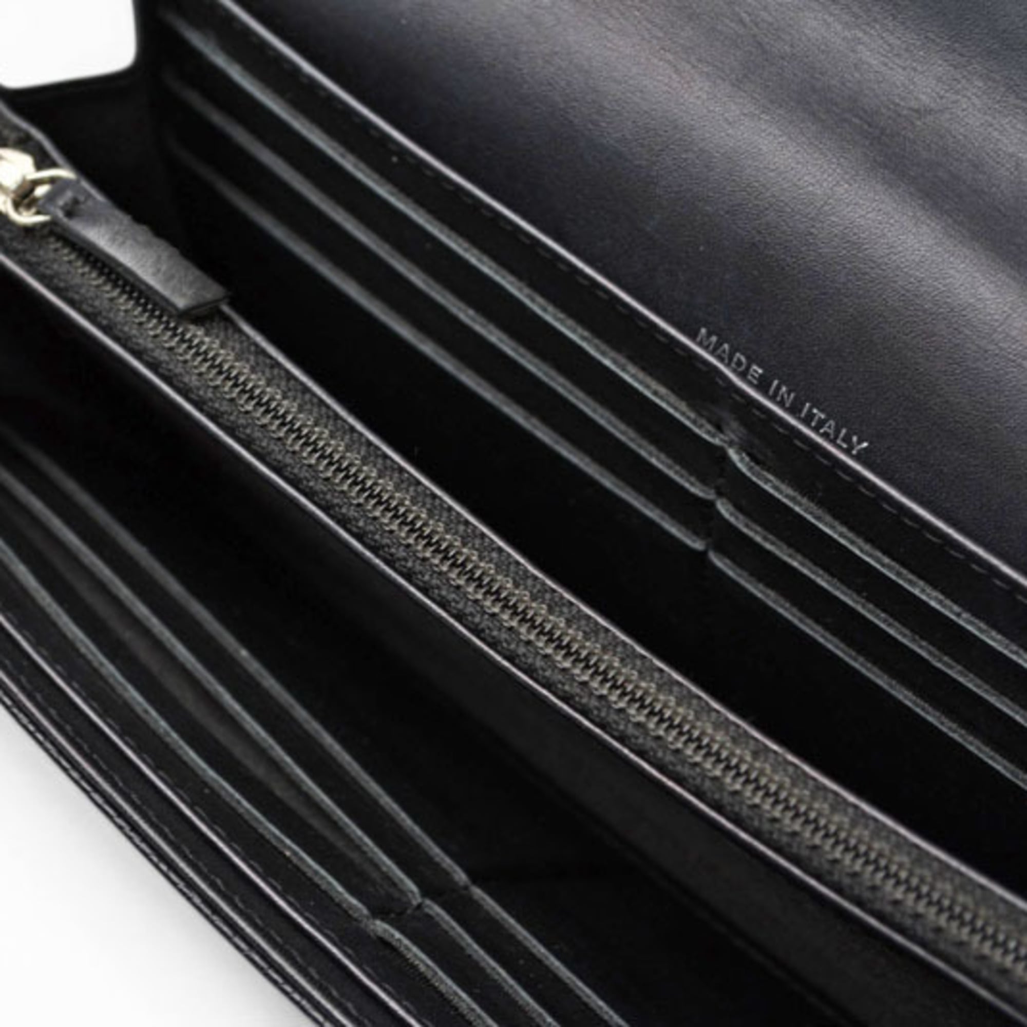 Chanel Black Leather Long Wallet (Bi-Fold) (Pre-Owned)