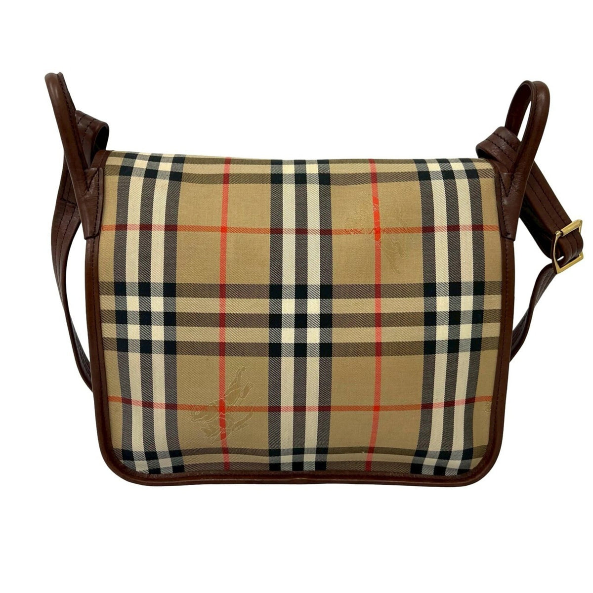 Burberry Beige Brown Canvas Leather Shoulder Bag (Pre-Owned)