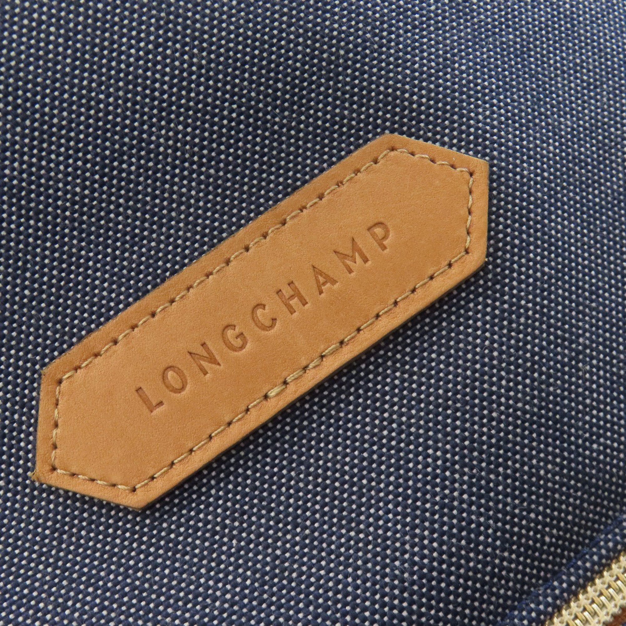 Longchamp Blue Brown Denim Handbag (Pre-Owned)