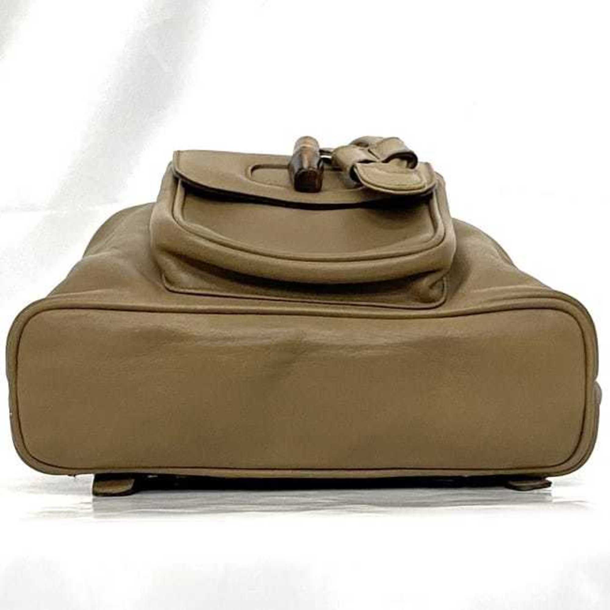 Gucci Beige Leather Bamboo Backpack (Pre-Owned)